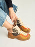 Leather and canvas ankle boots