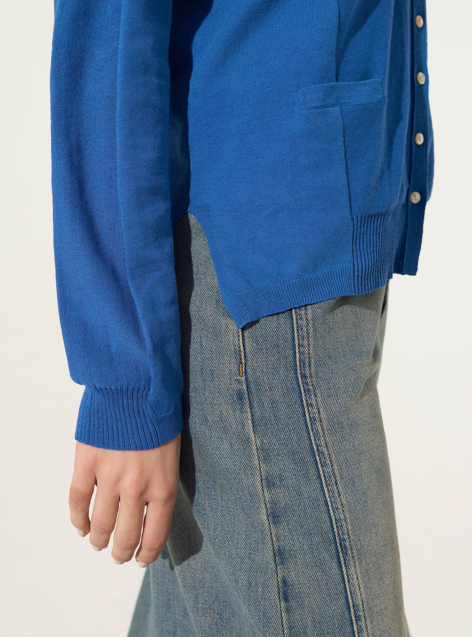 blue organic cotton cardigan