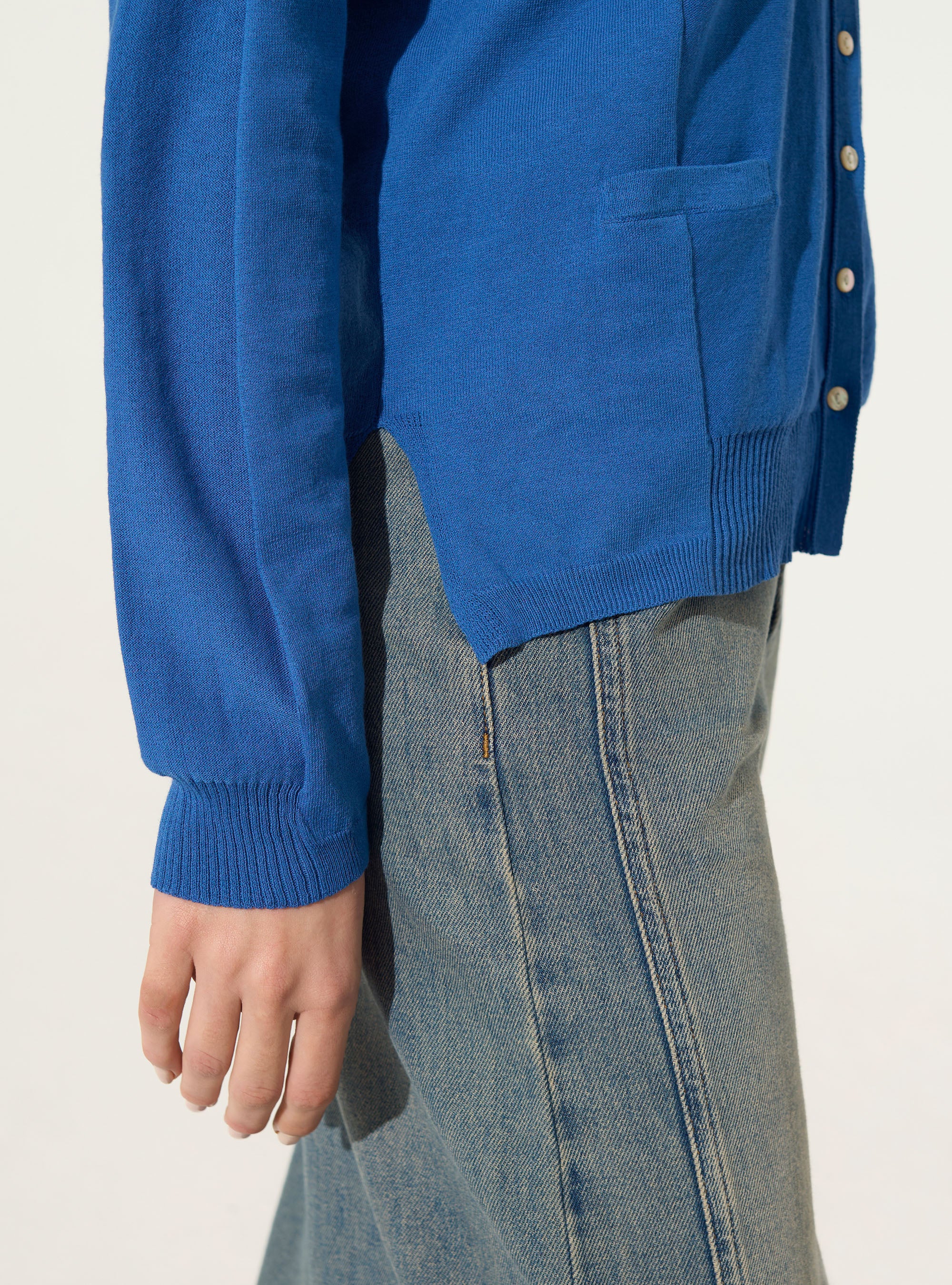 blue organic cotton cardigan