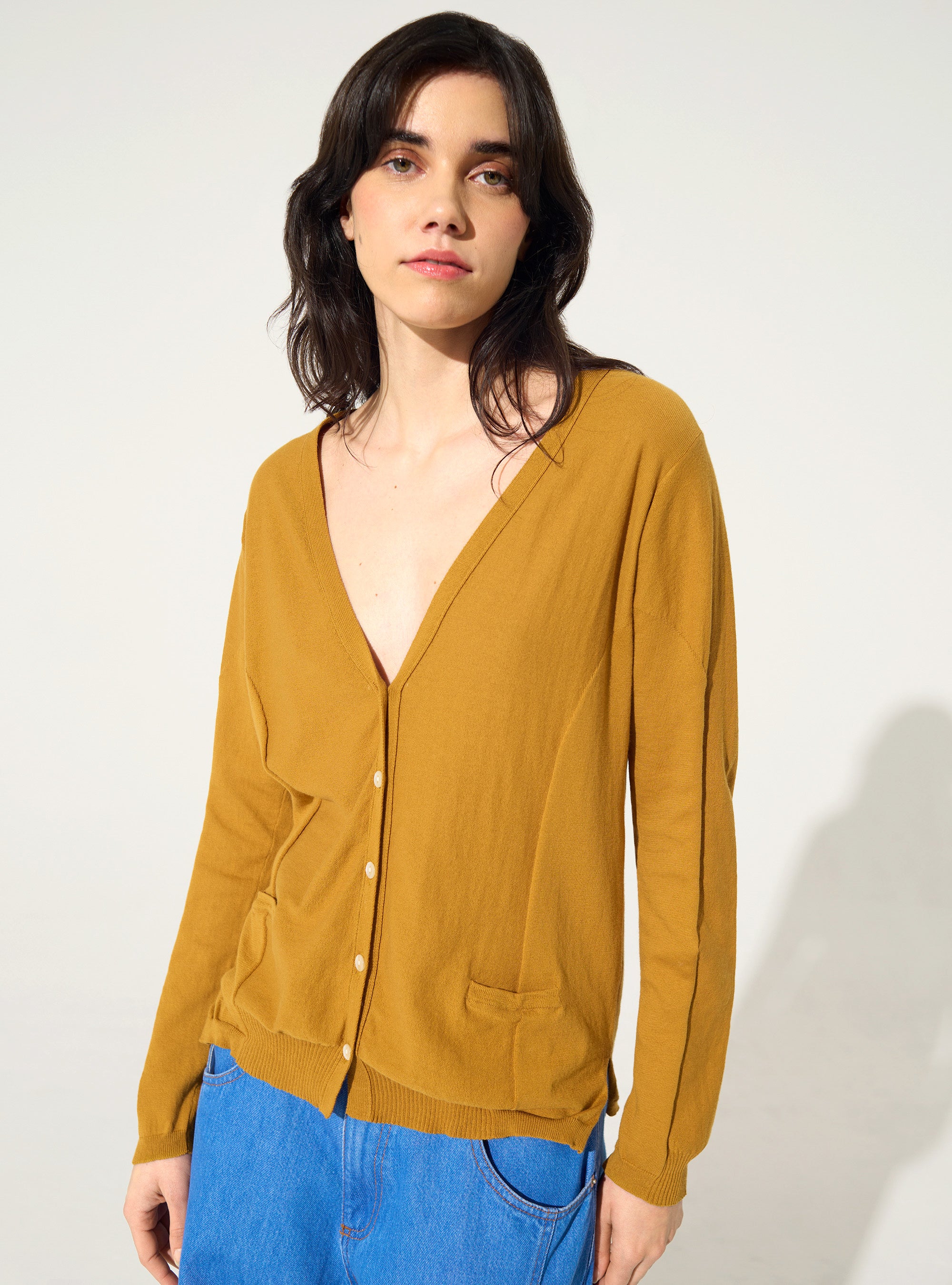 brown organic cotton cardigan