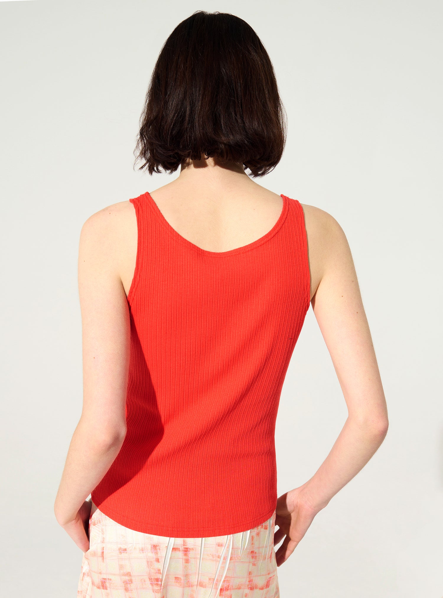 Débardeur ajusté plissé en coton rouge