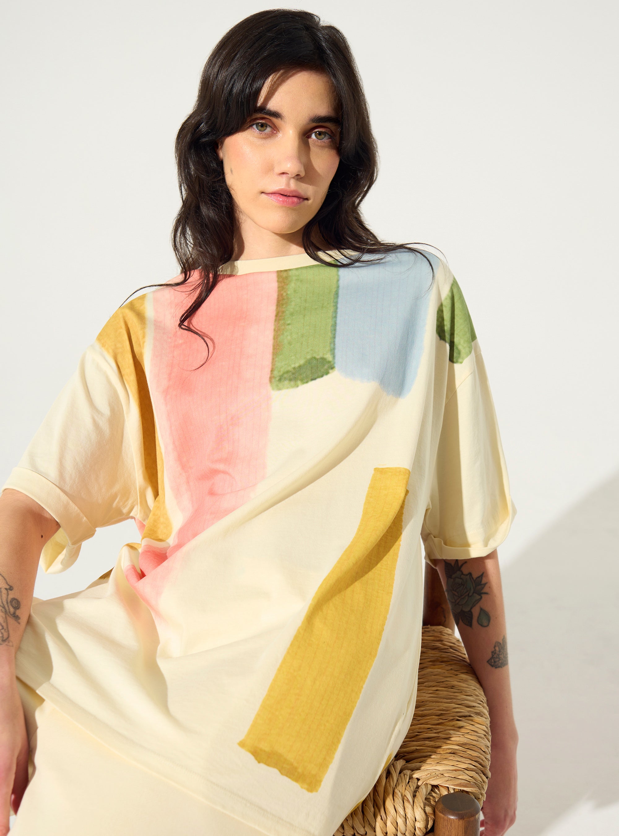 T-shirt imprimé maison en coton bio acoté 