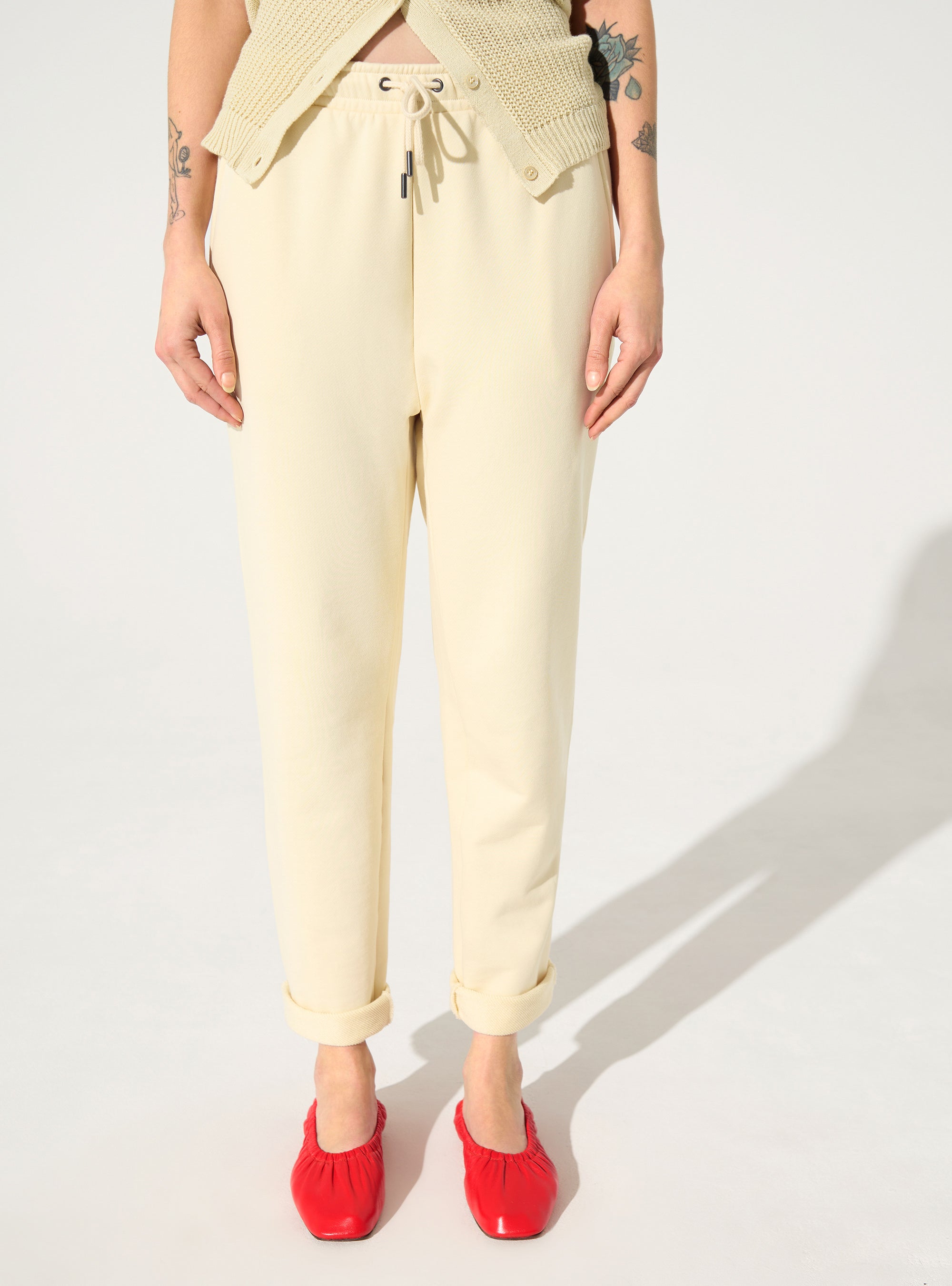 white organic cotton trousers