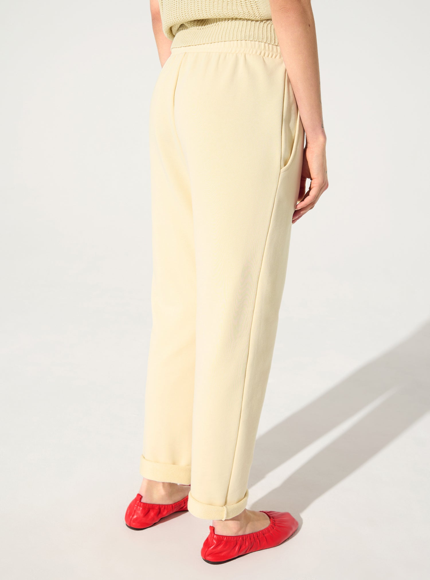 white organic cotton trousers