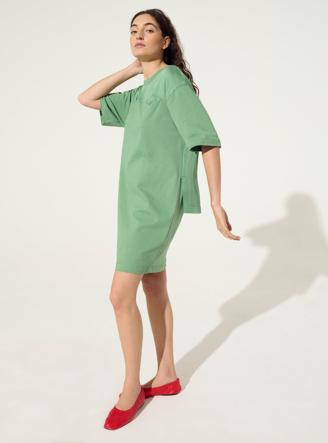 Robe t-shirt en coton bio verte