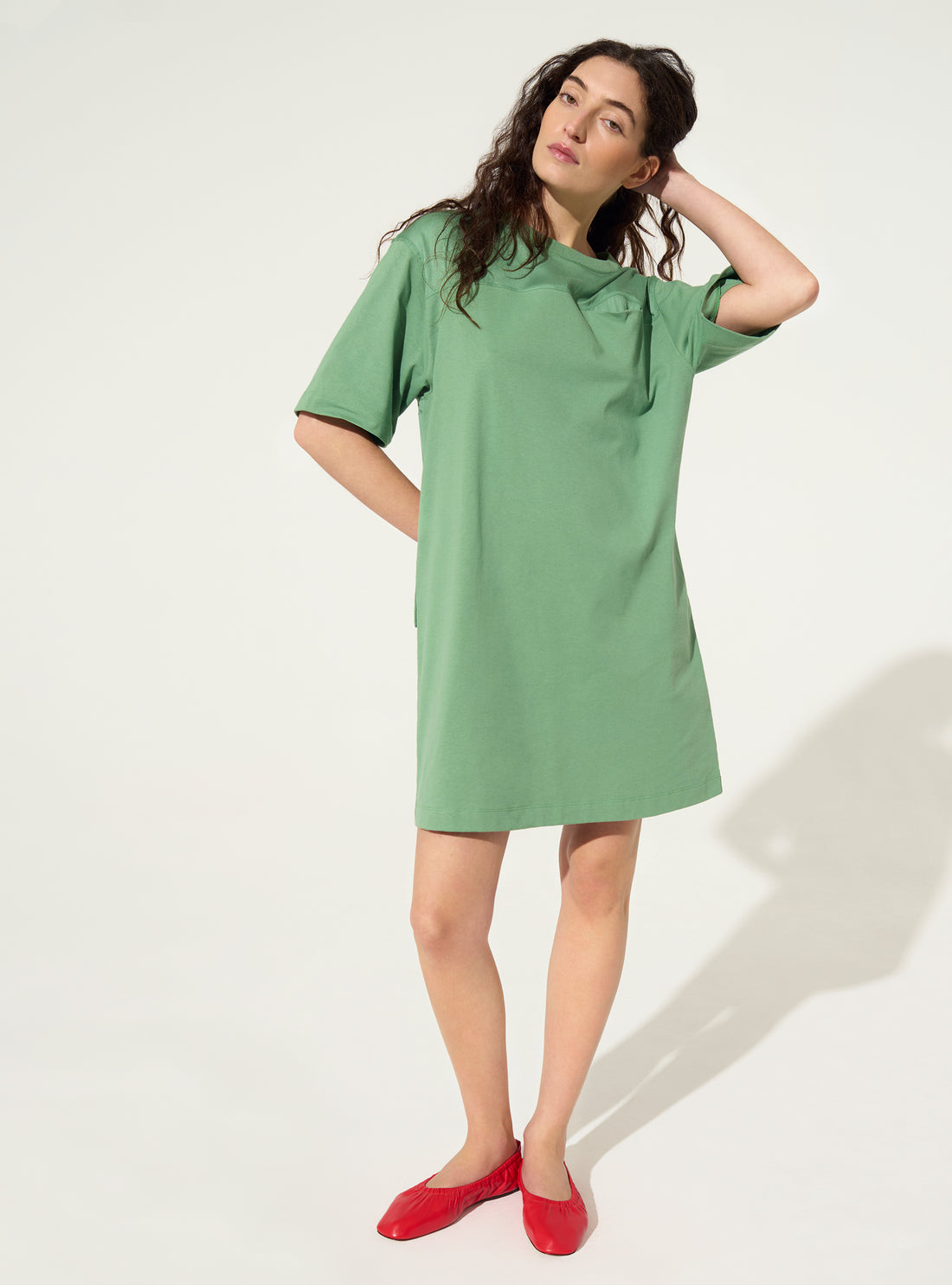 Robe t-shirt en coton bio verte