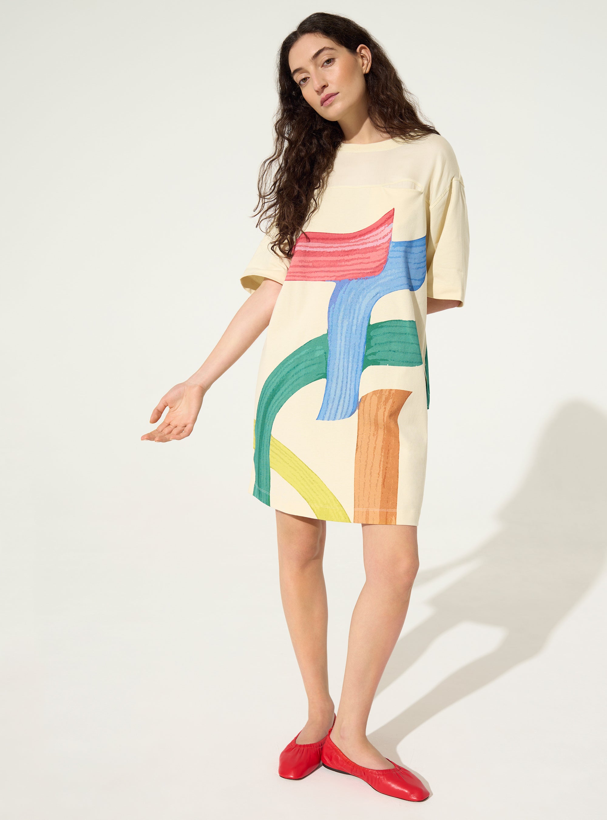 white printed organic cotton dress