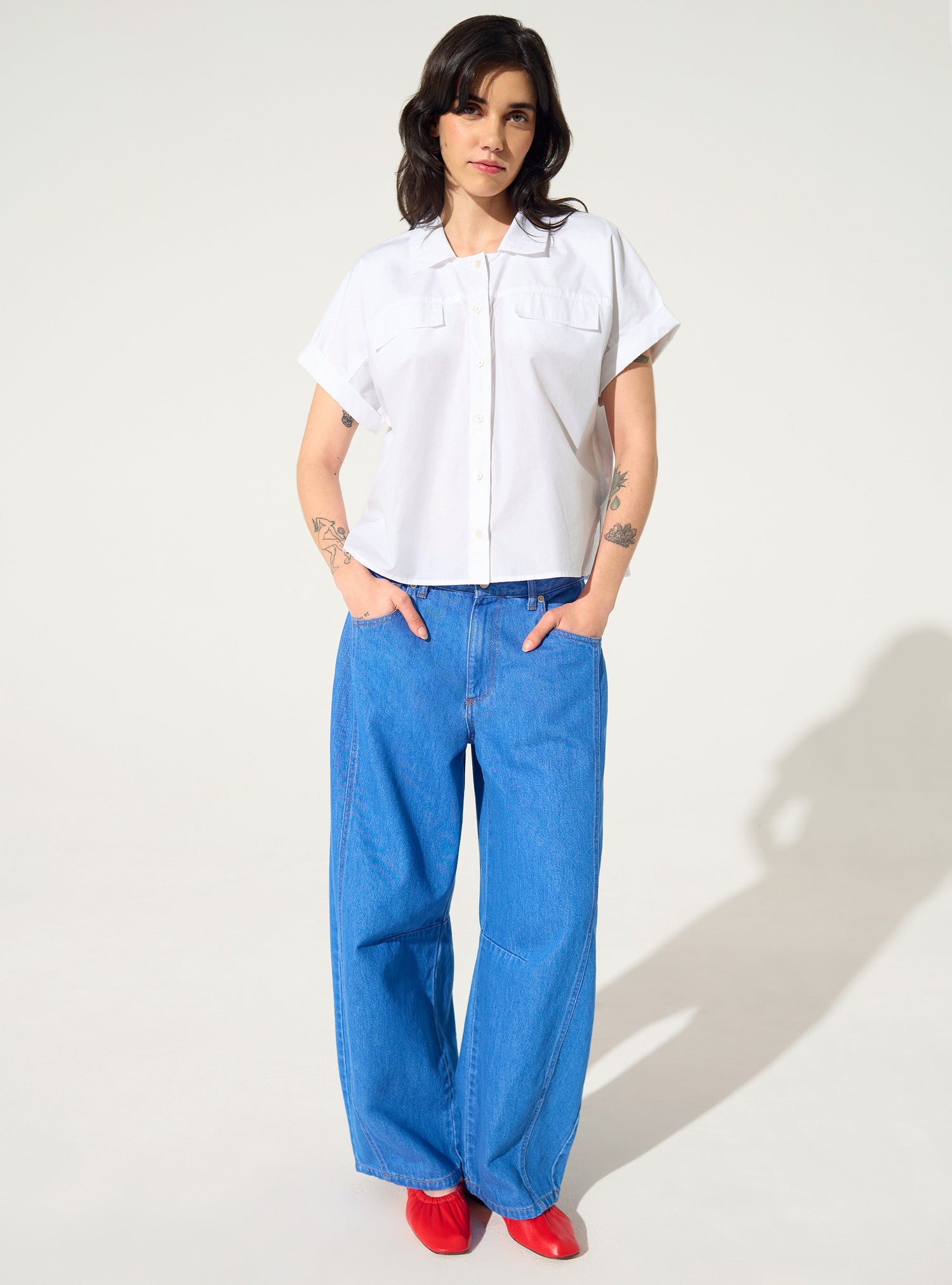 Chemise oversized en coton bio blanche acoté 