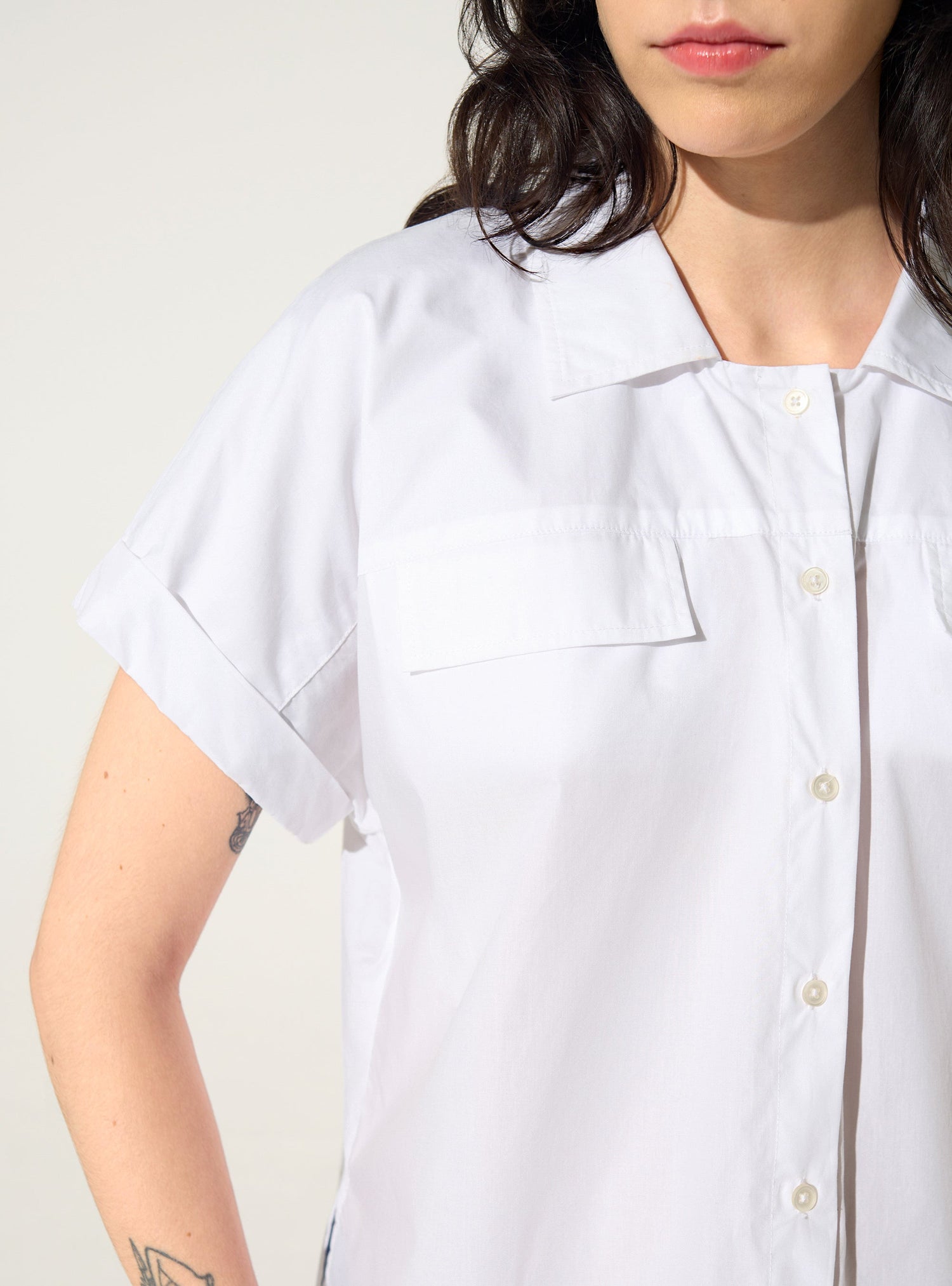 Chemise oversized en coton bio blanche acoté 