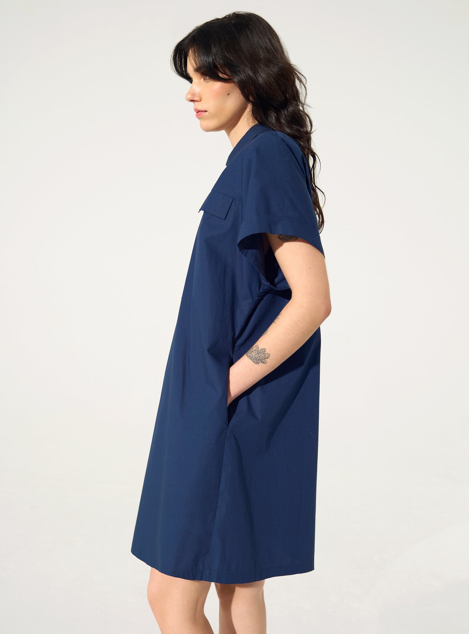 Blaues Oversize-Kleid aus Bio-Baumwolle