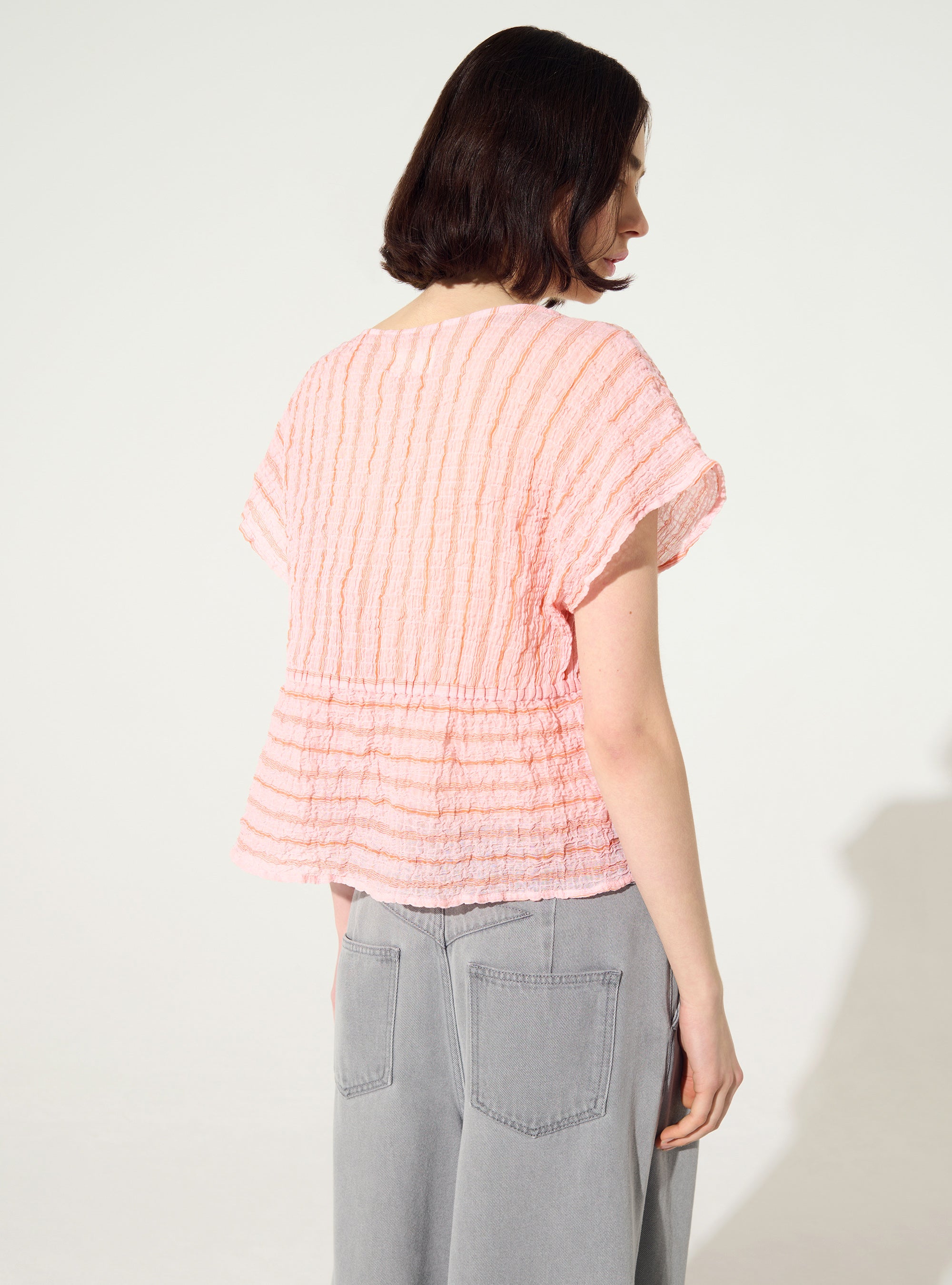 fitted pink cotton blouse