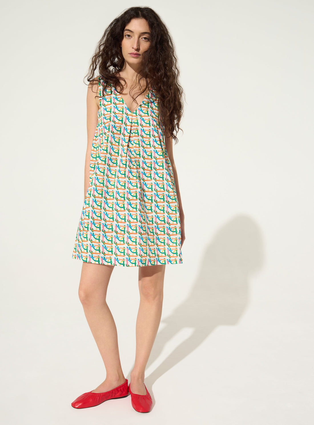 Robe droite imprimée en coton