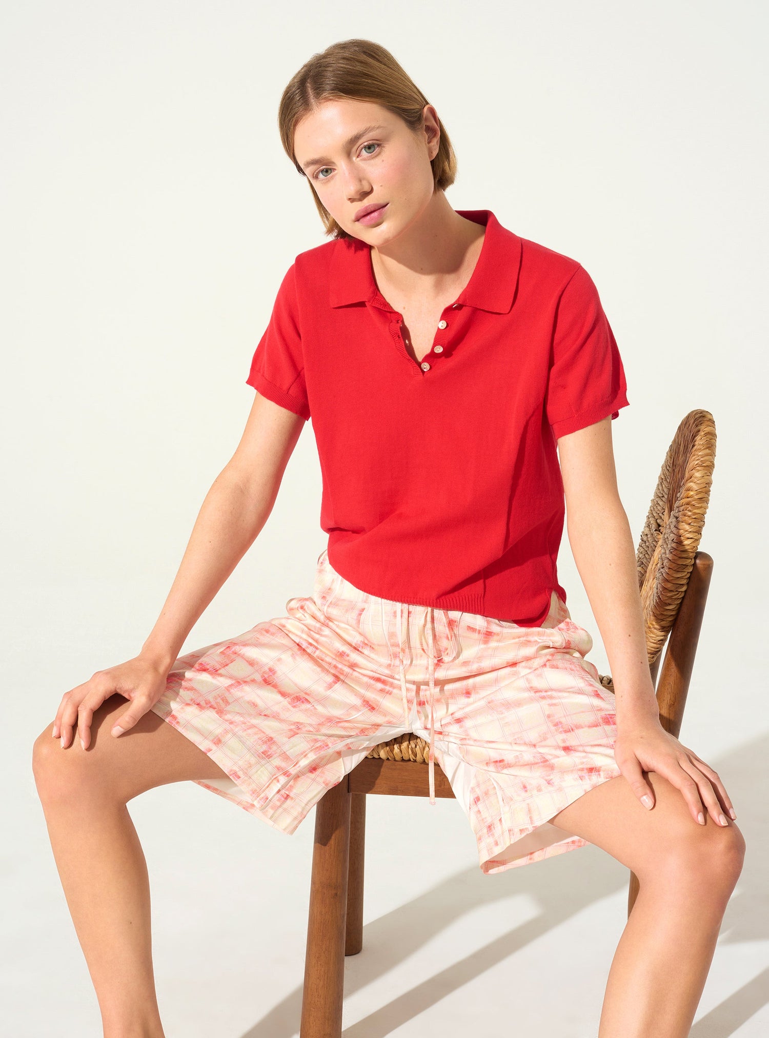 Bermuda plissé imprimé orange