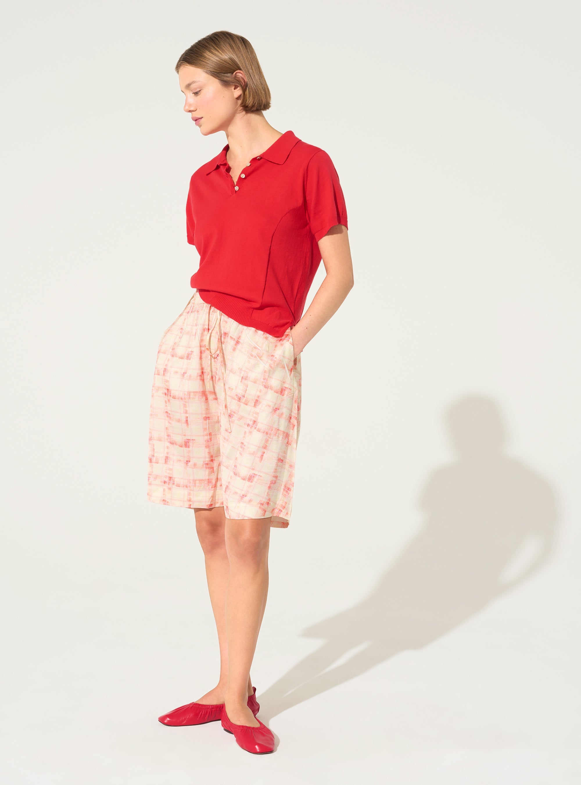 Bermuda plissé imprimé orange