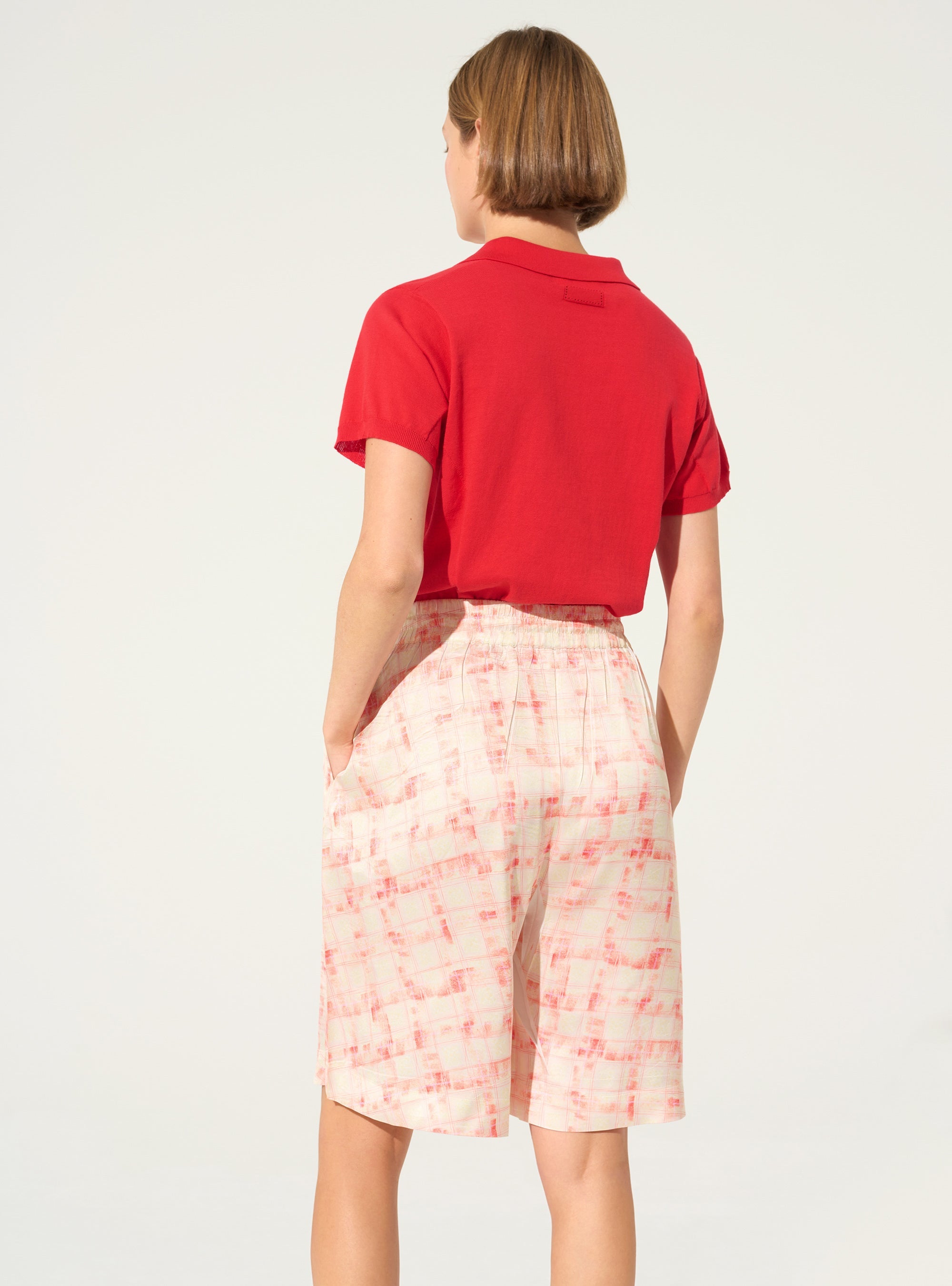 Bermuda plissé imprimé orange