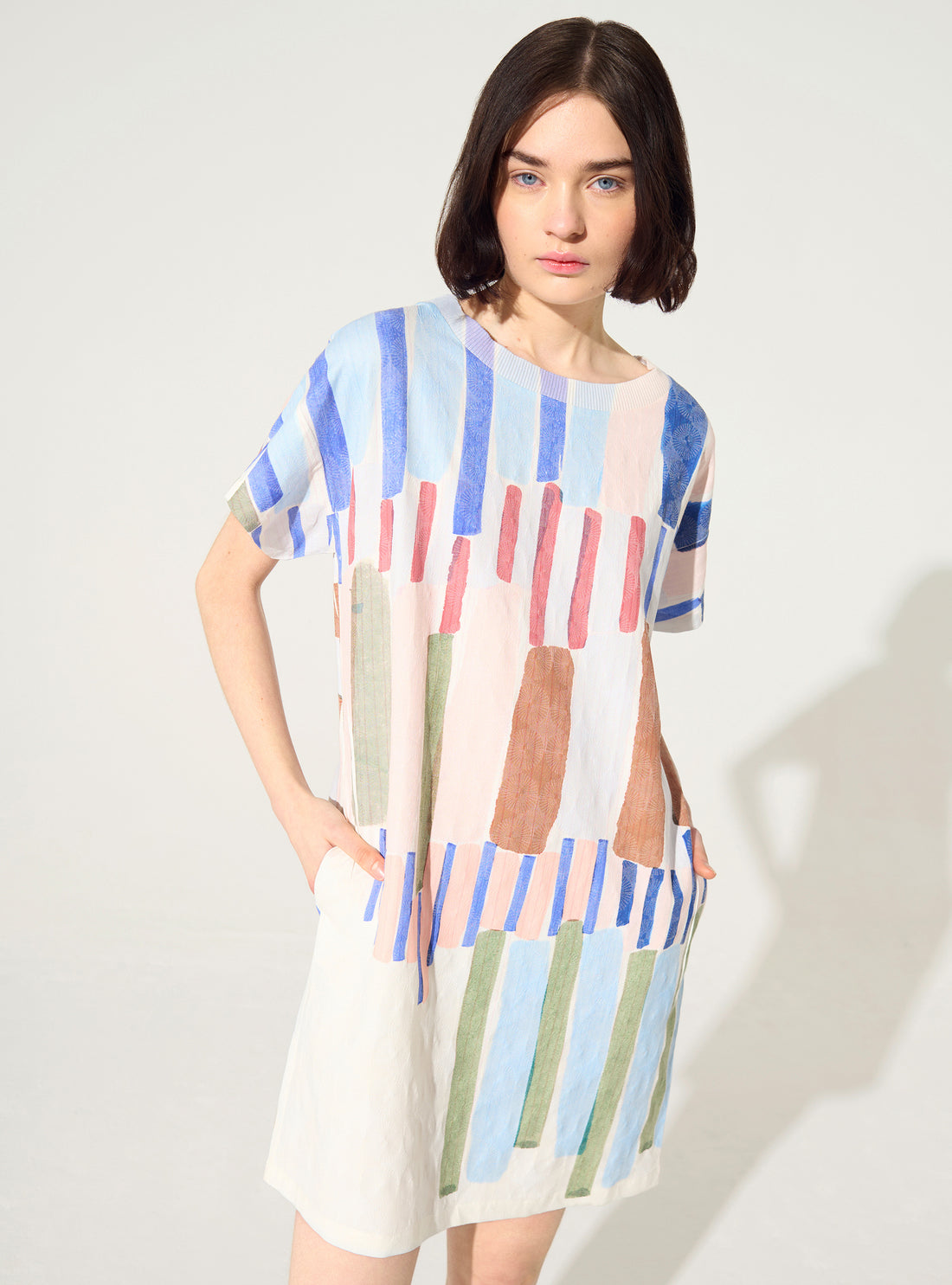 Robe plissée et sublimée bleue