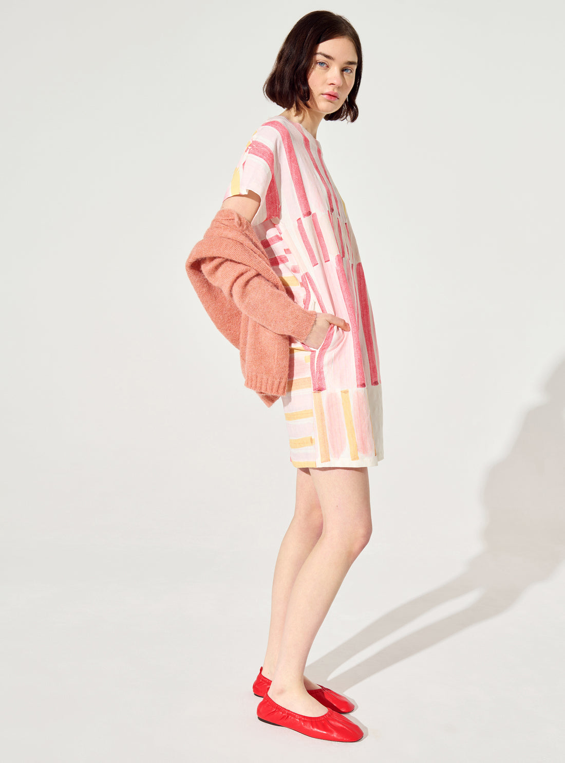 Robe plissée et sublimée rouge