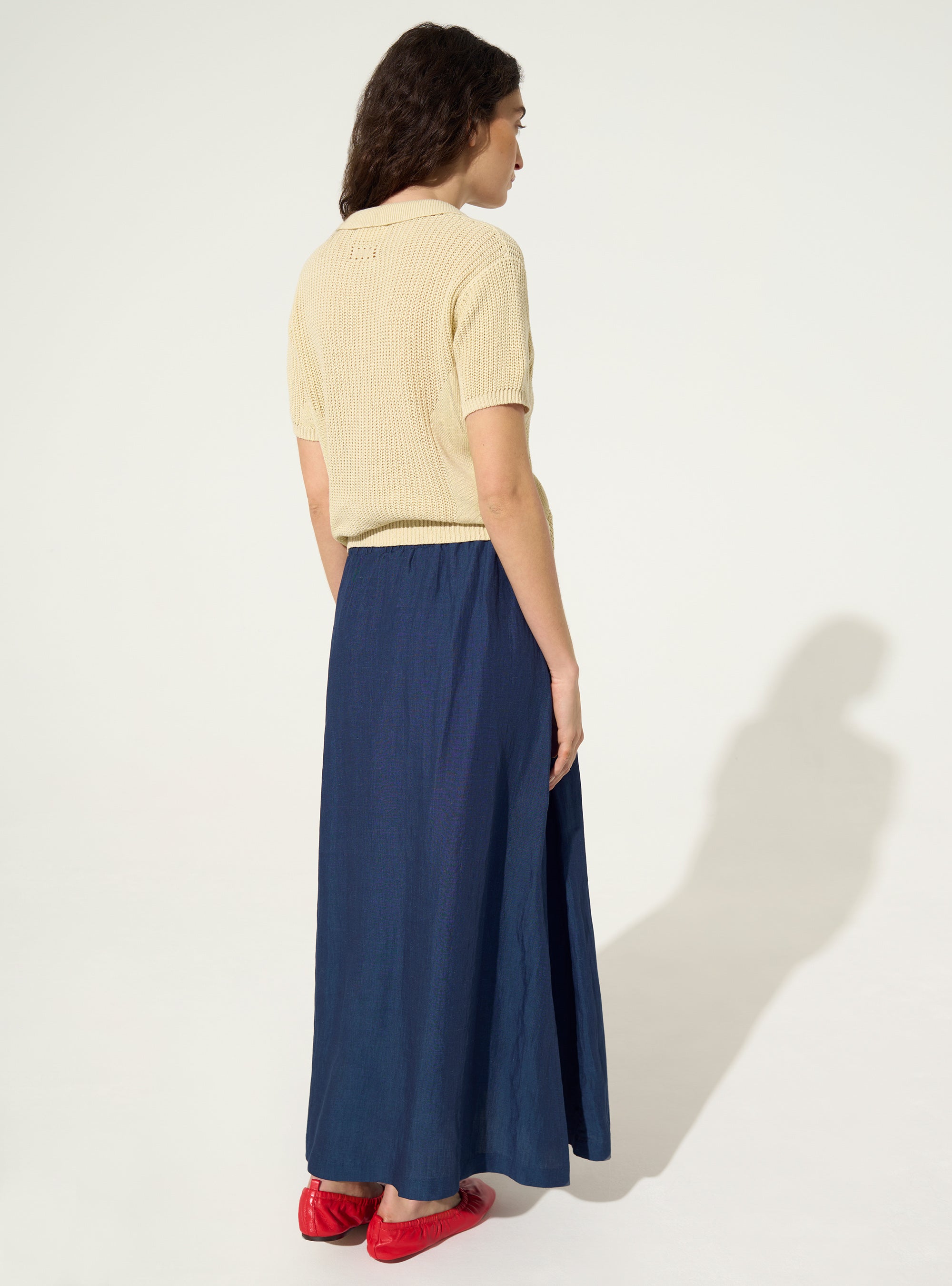 blue linen skirt