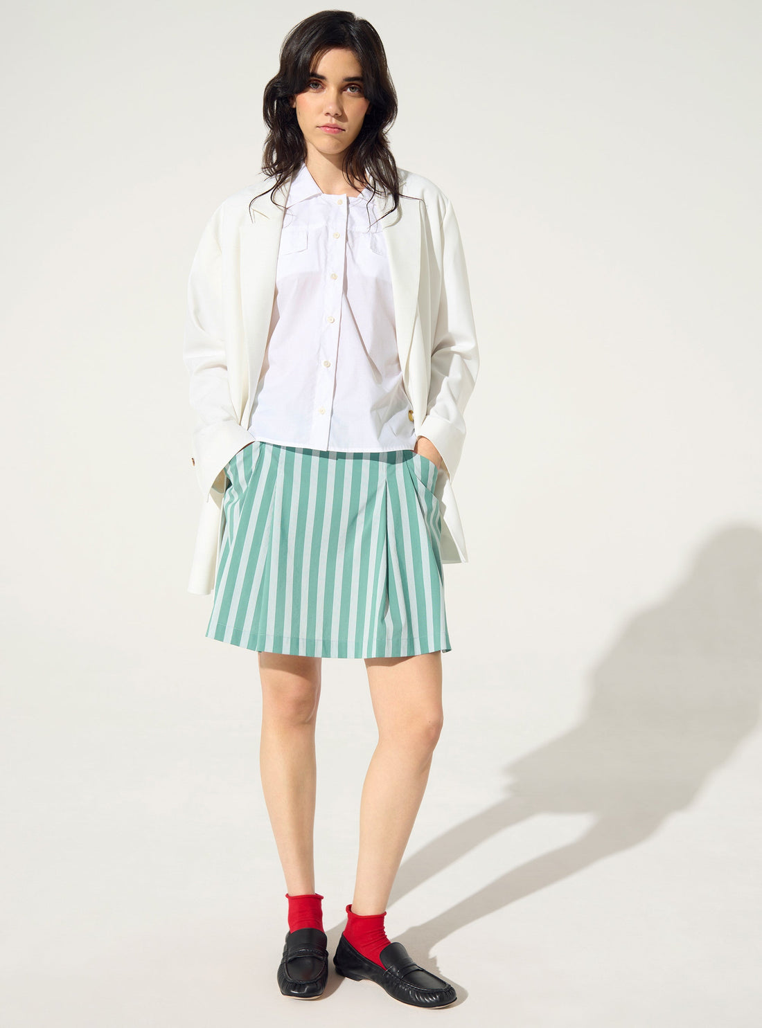 Upcycled green cotton skirt