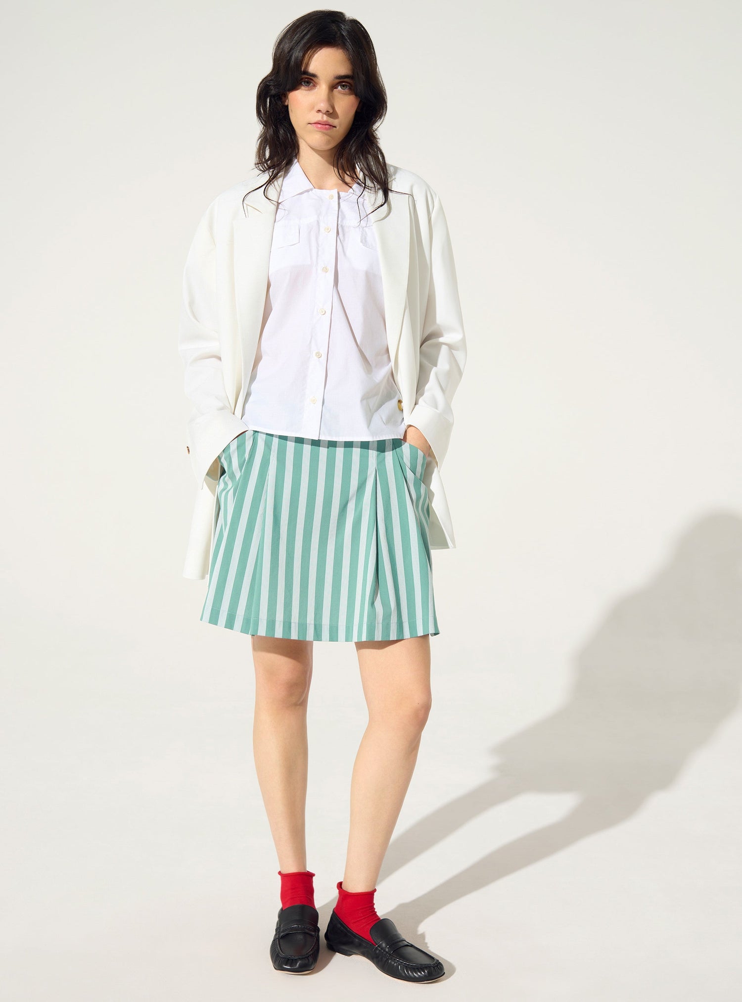 Upcycled green cotton skirt