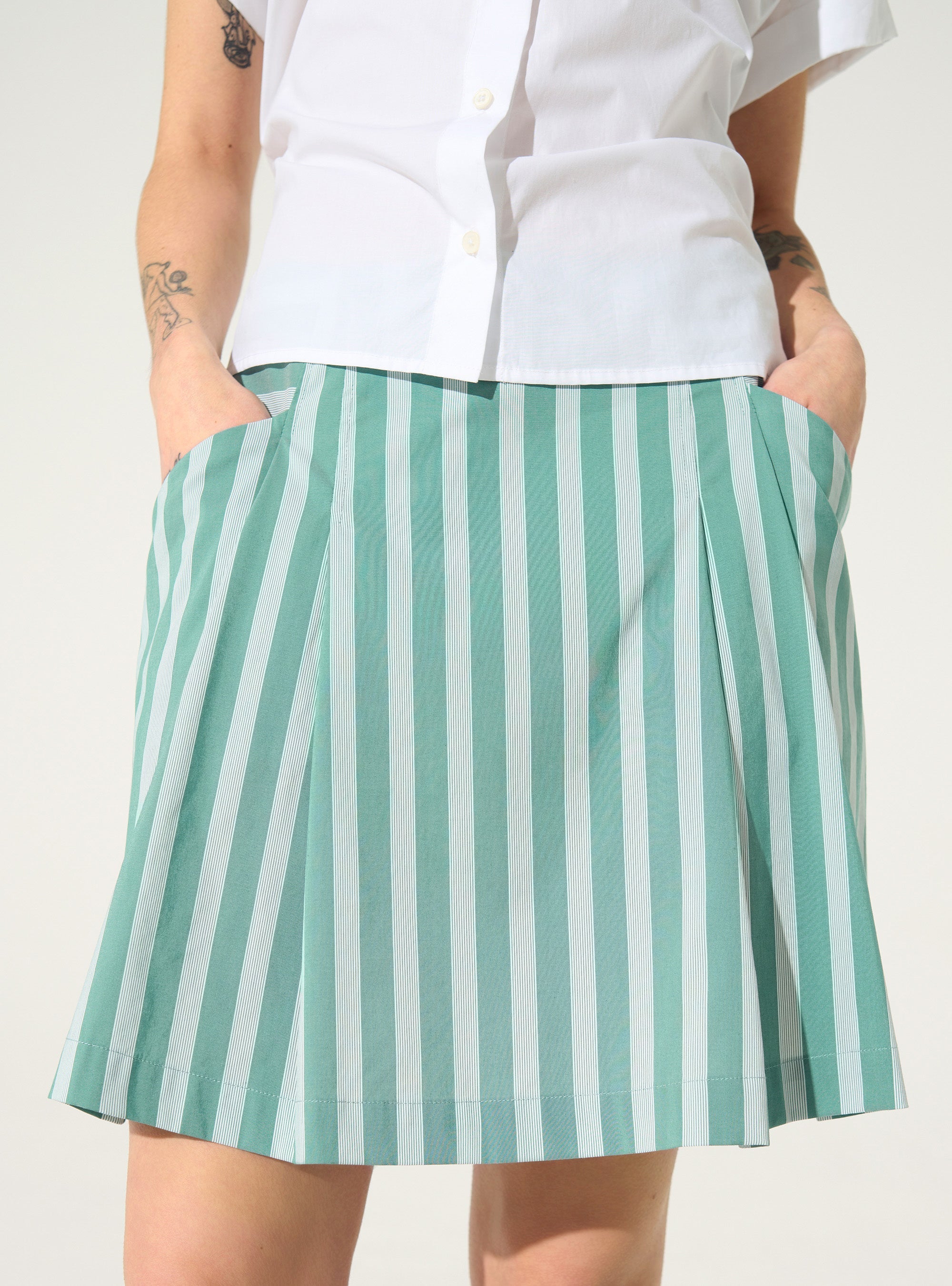 Upcycled green cotton skirt
