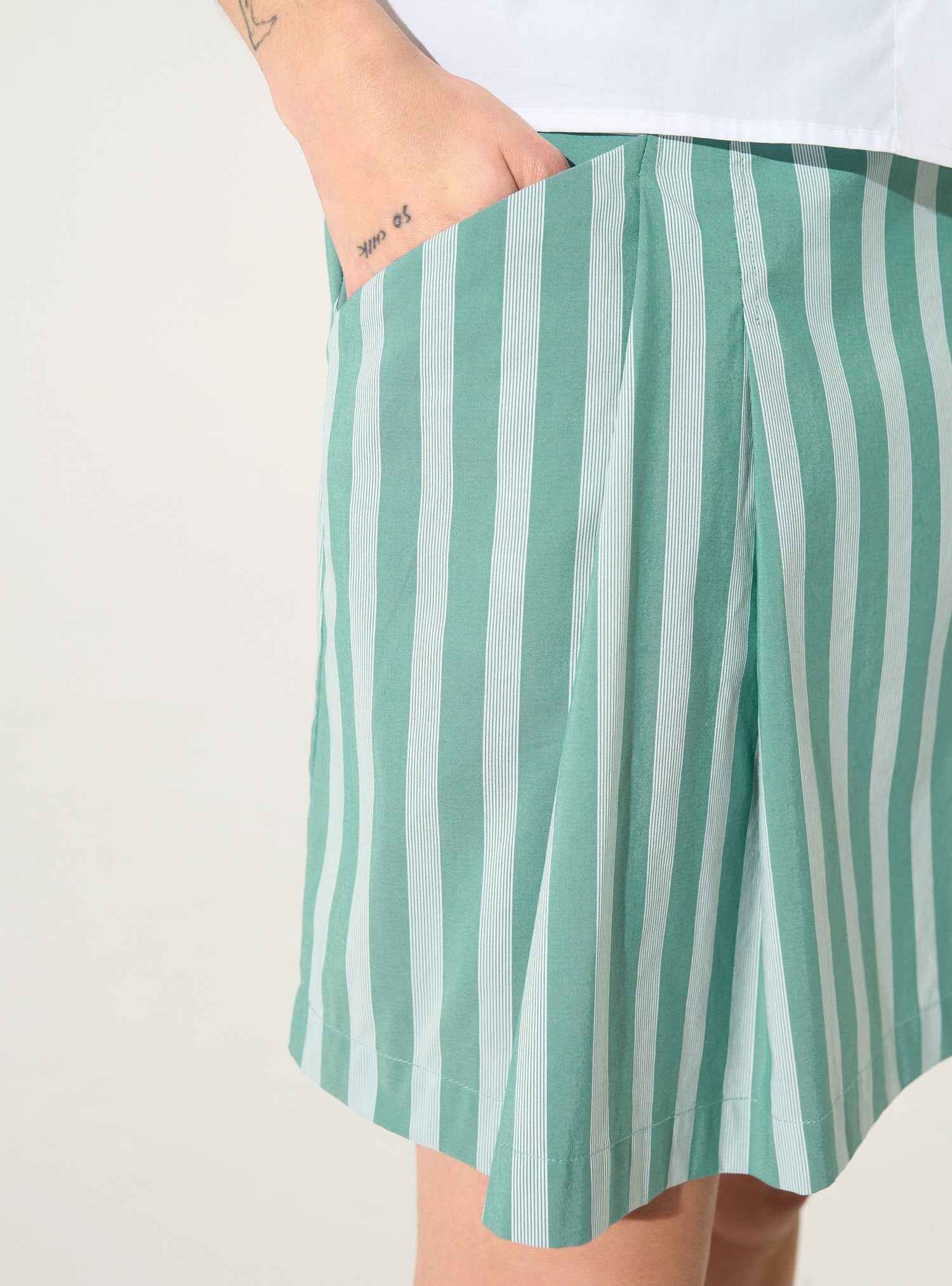 Upcycled green cotton skirt