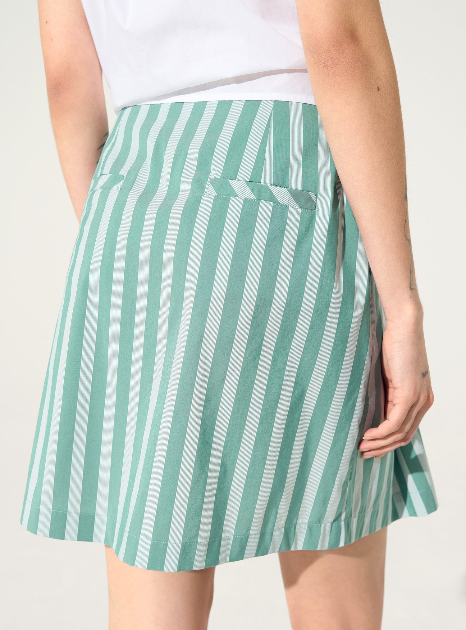 Upcycled green cotton skirt
