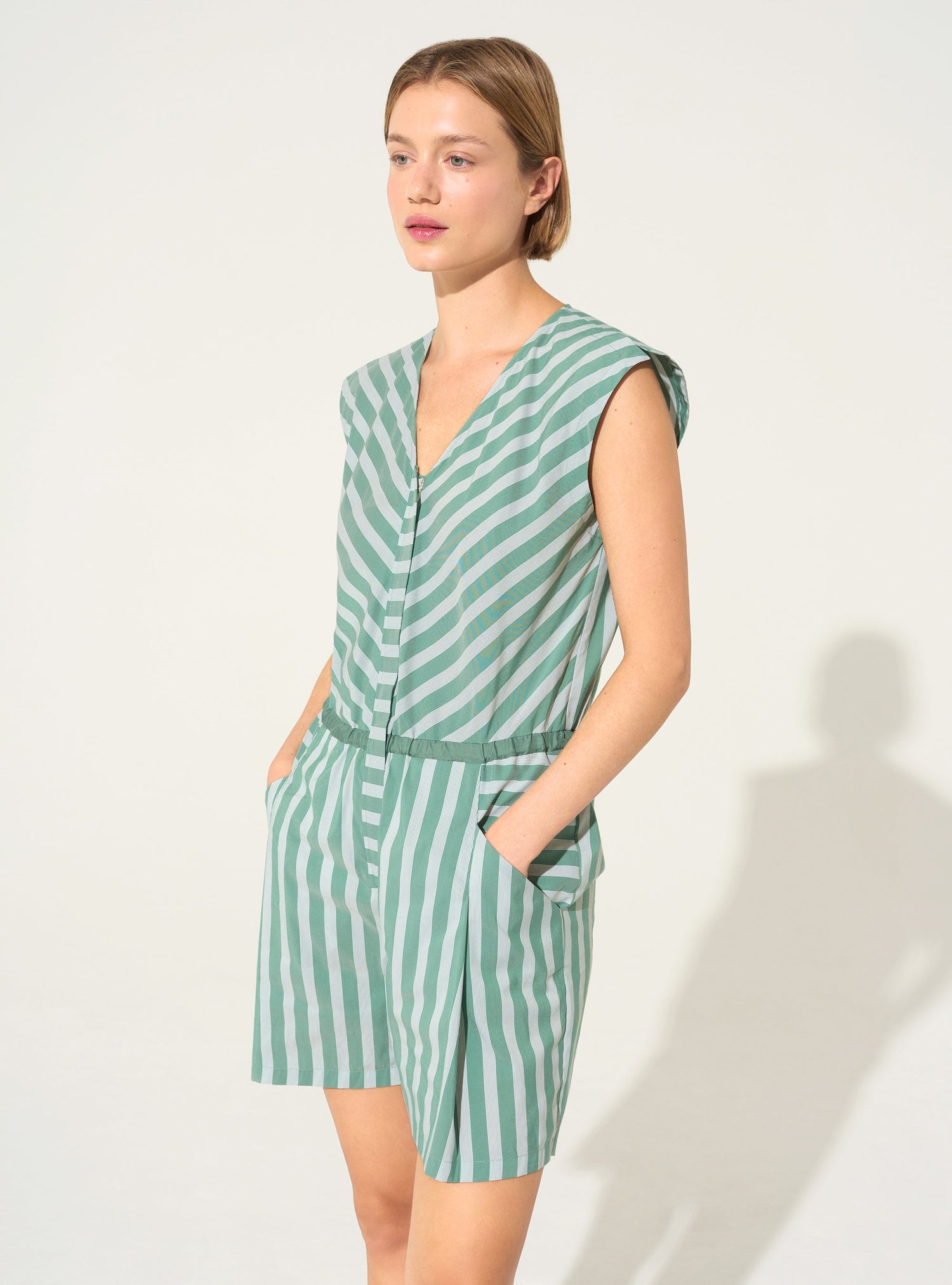Playsuit made from upcycled green cotton
