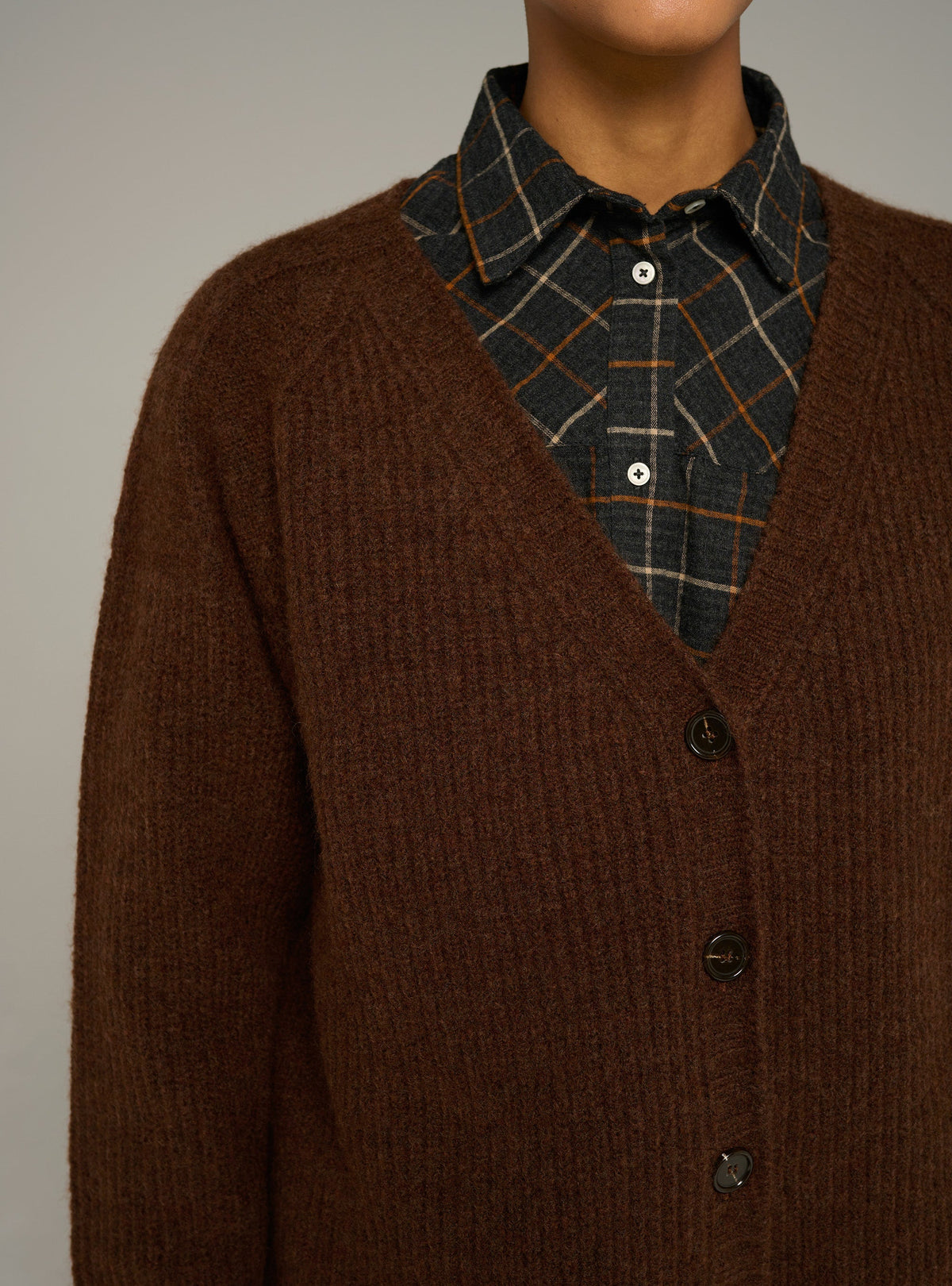 Cotélac acoté cardigan col v oversize en maille côtelée