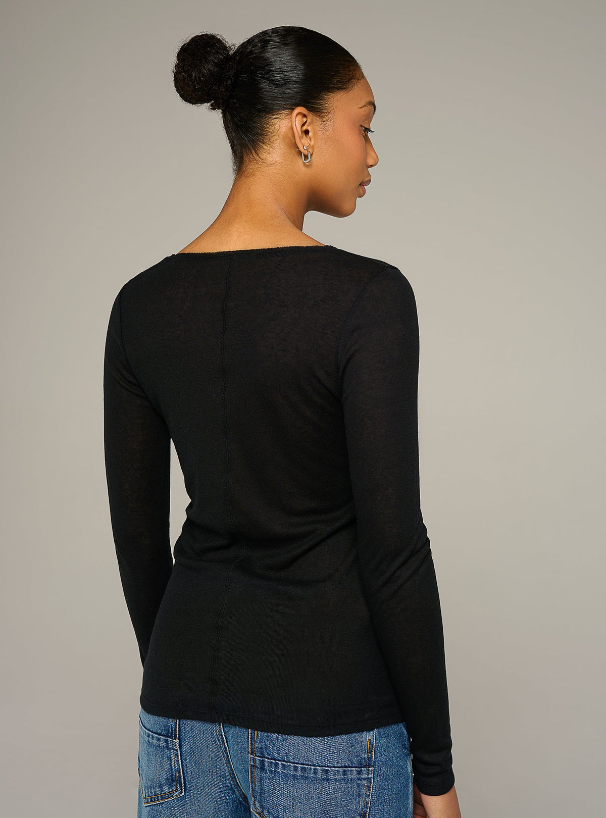 Cotélac acoté tee-shirt manches longues col rond ajusté en jersey