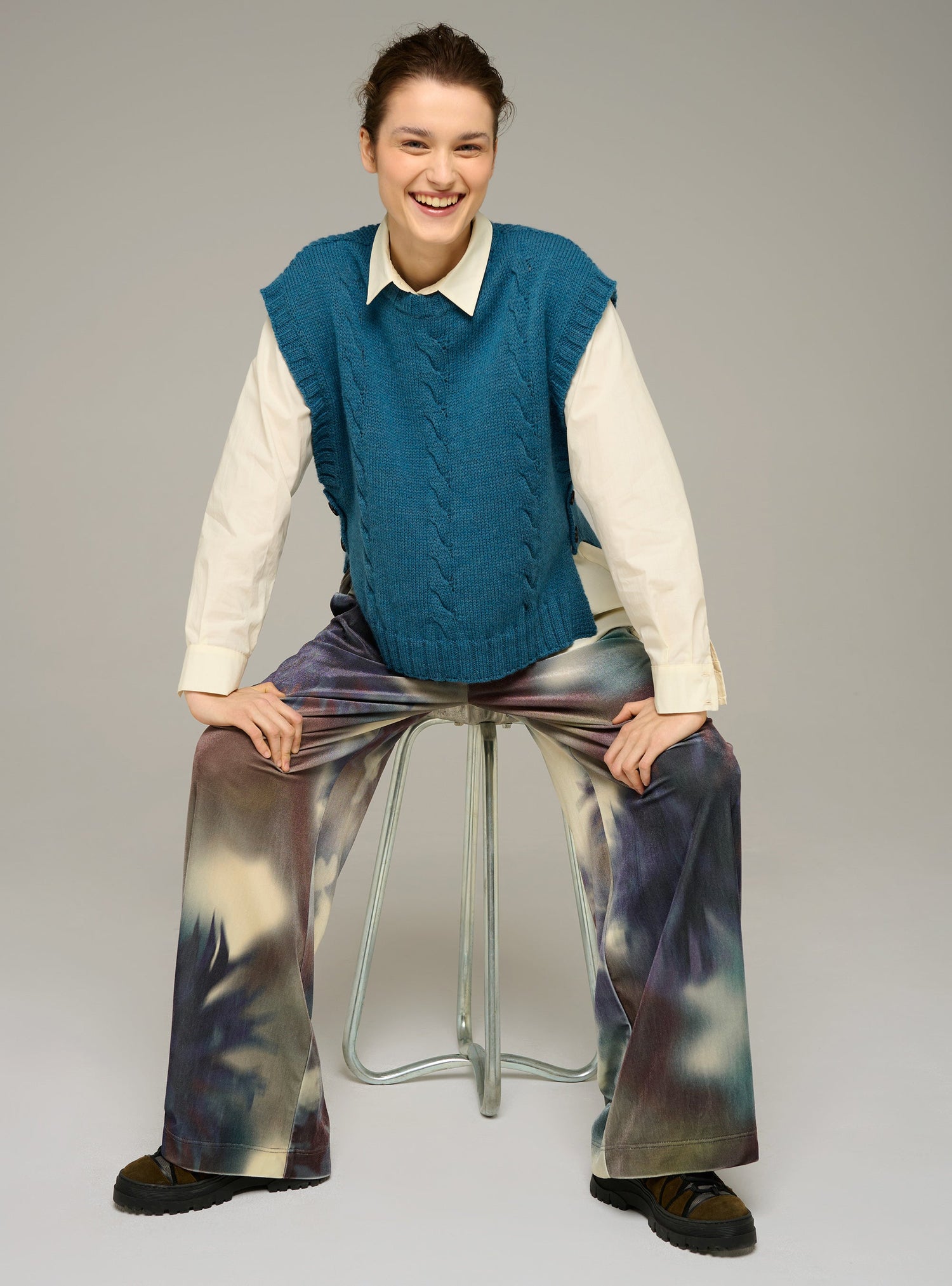 Cotélac acoté pantalon large imprimé en velours