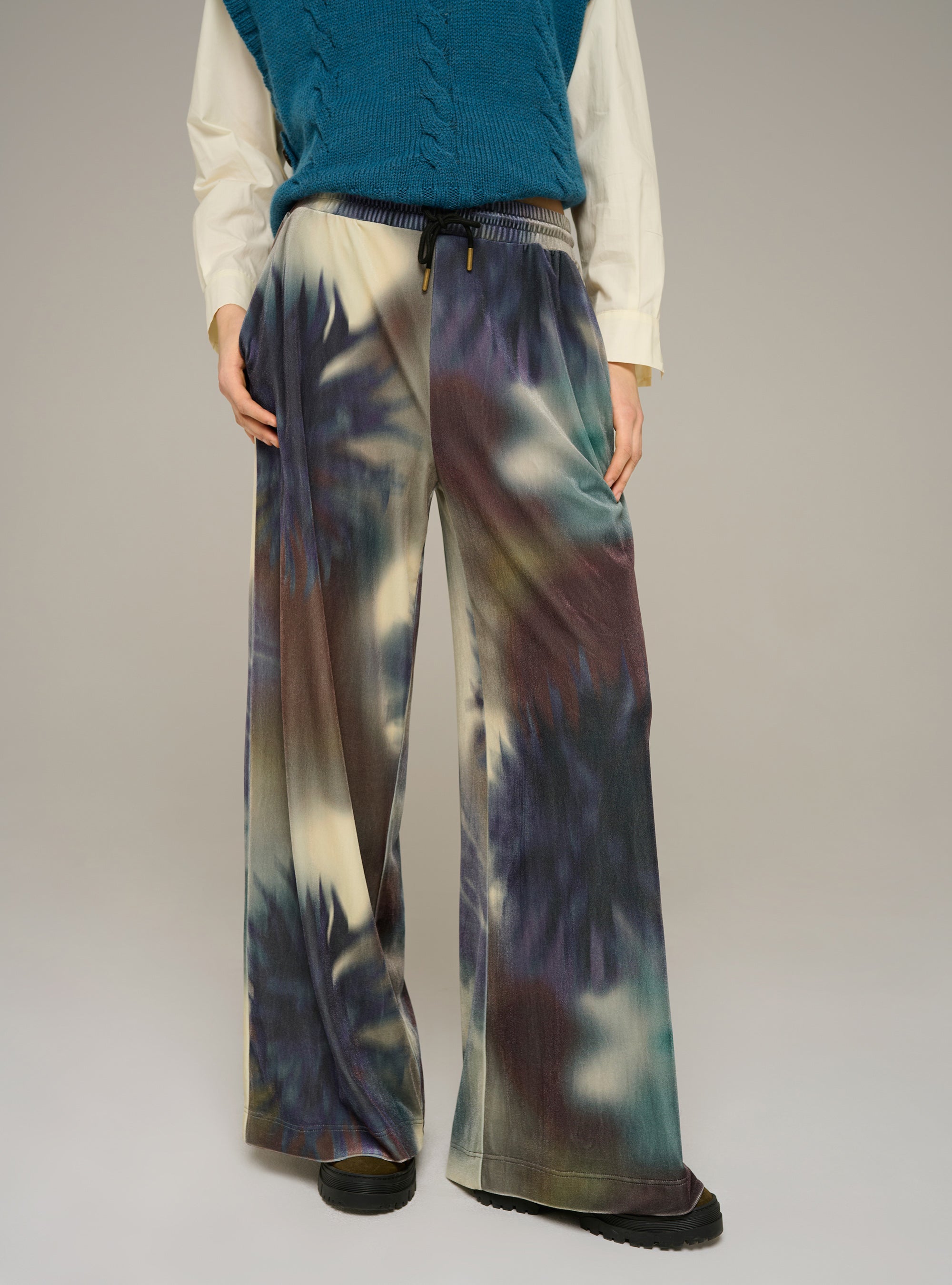 Cotélac acoté pantalon large imprimé en velours