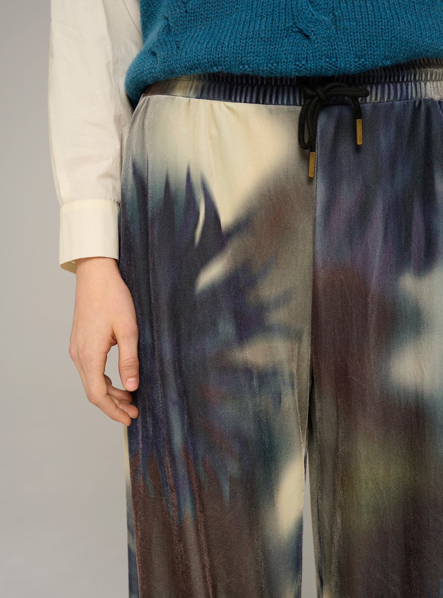 Cotélac acoté pantalon large imprimé en velours