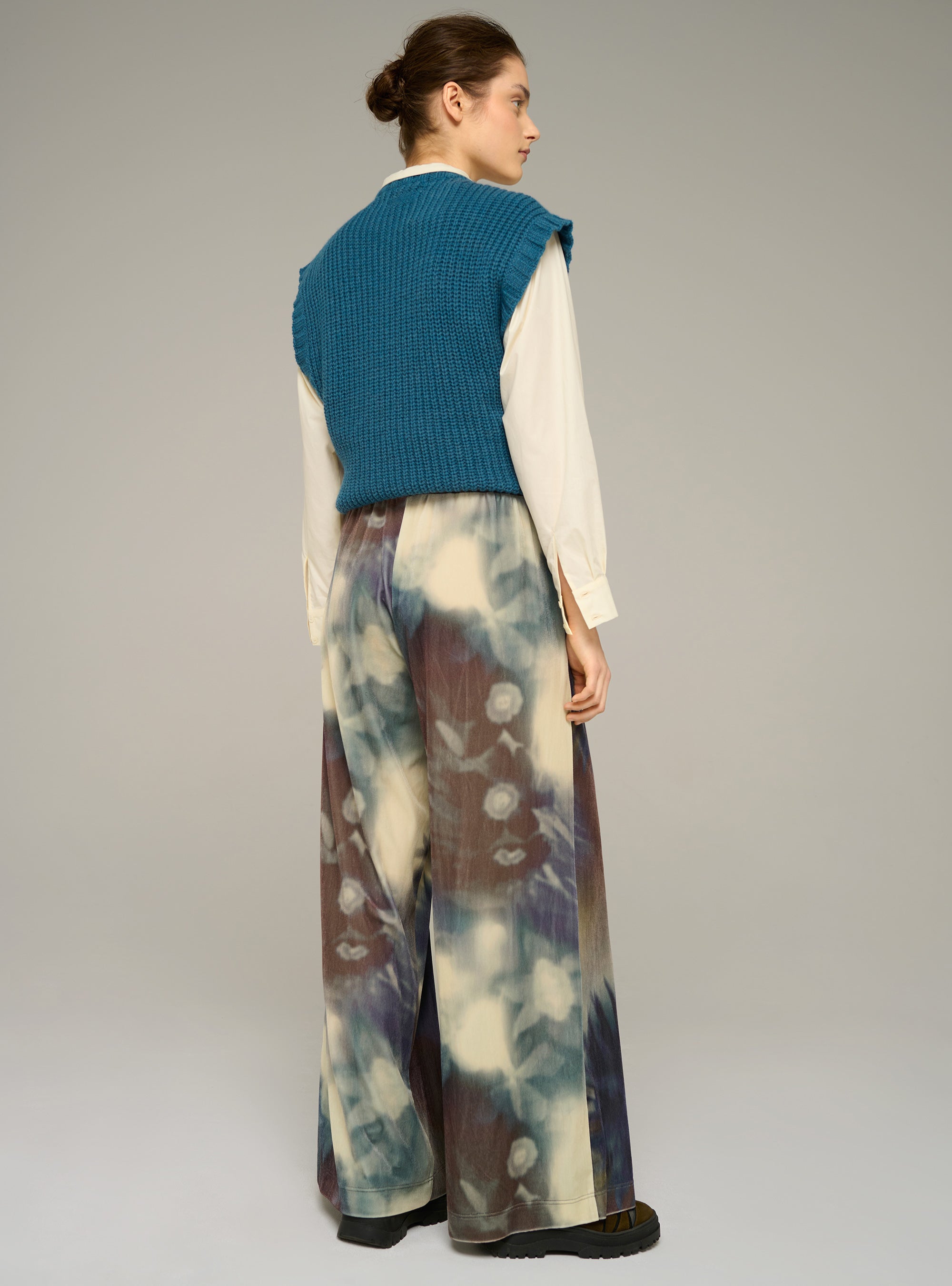 Cotélac acoté pantalon large imprimé en velours