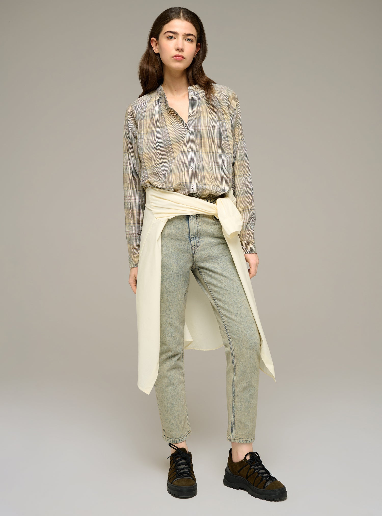 Cotton and lyocell straight leg jeans