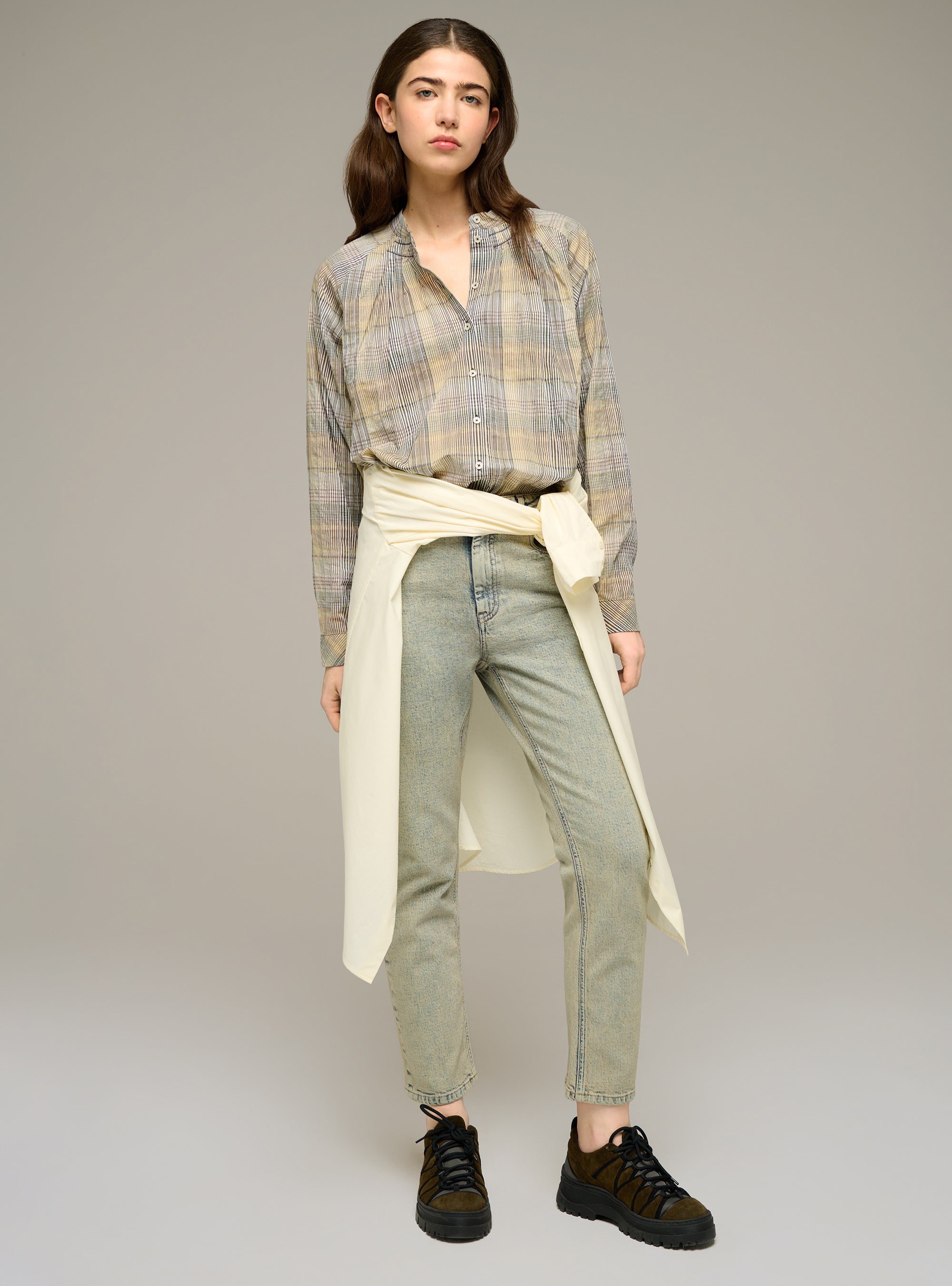 Cotton and lyocell straight leg jeans