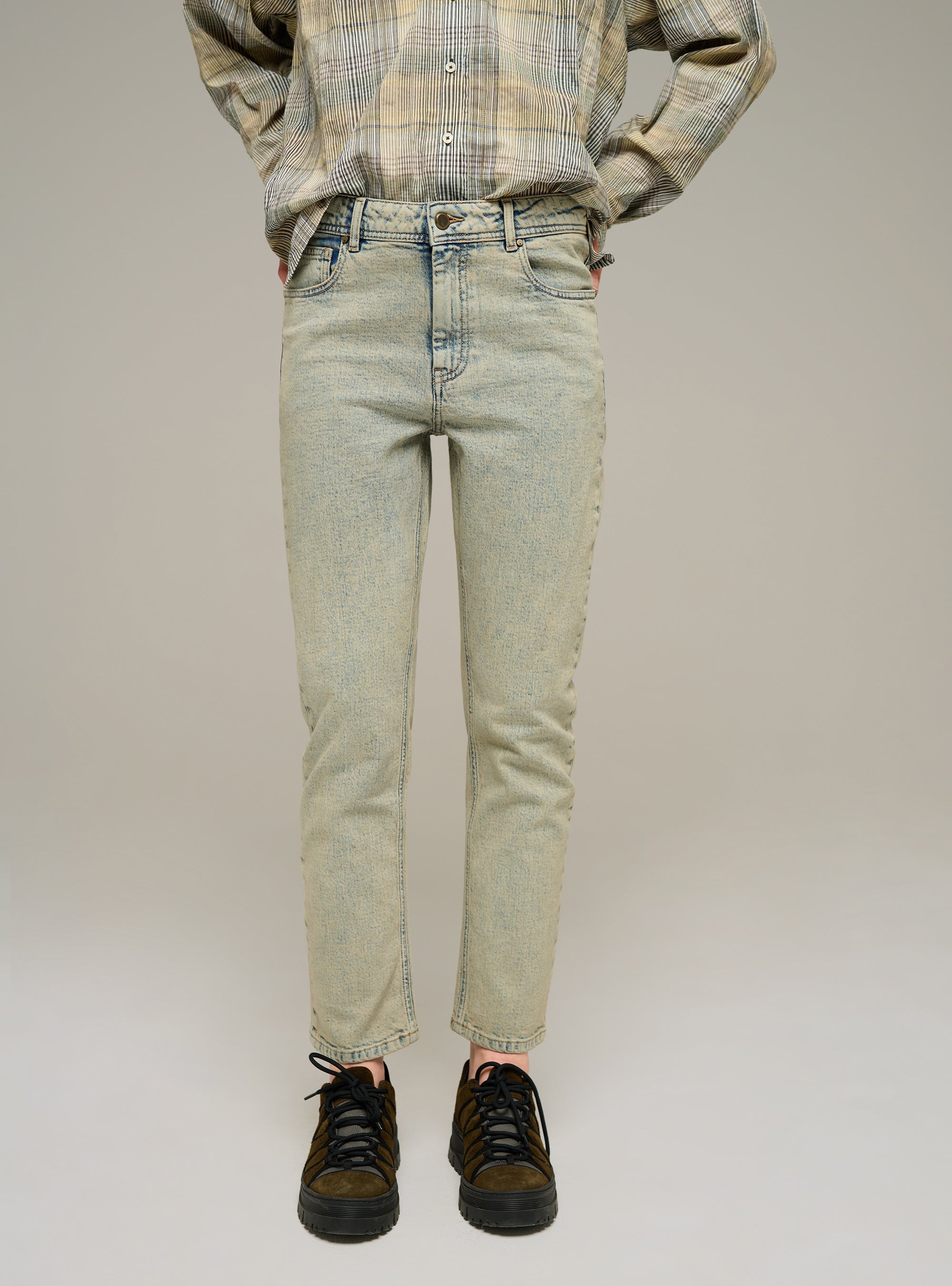 Cotton and lyocell straight leg jeans