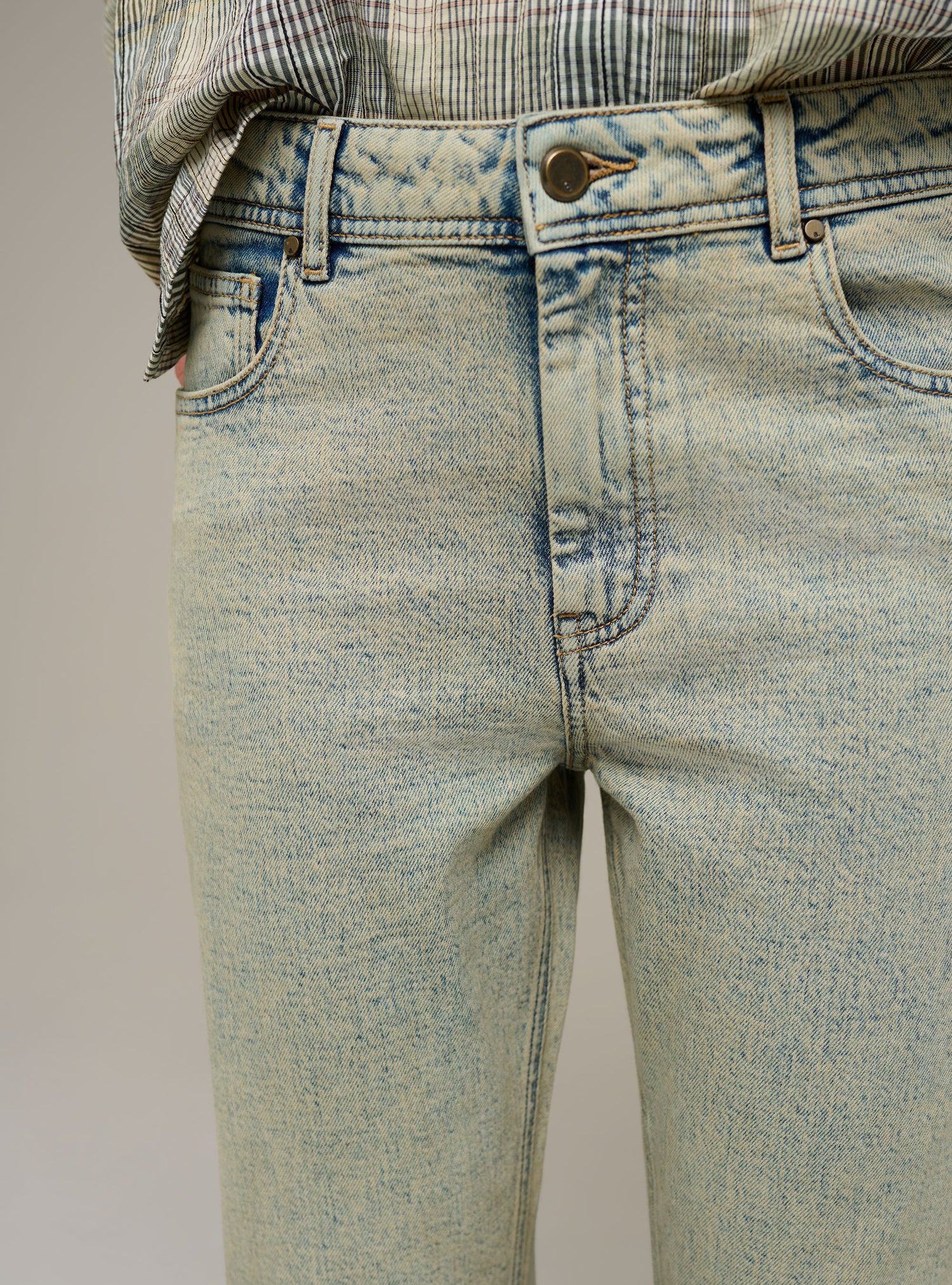 Cotton and lyocell straight leg jeans