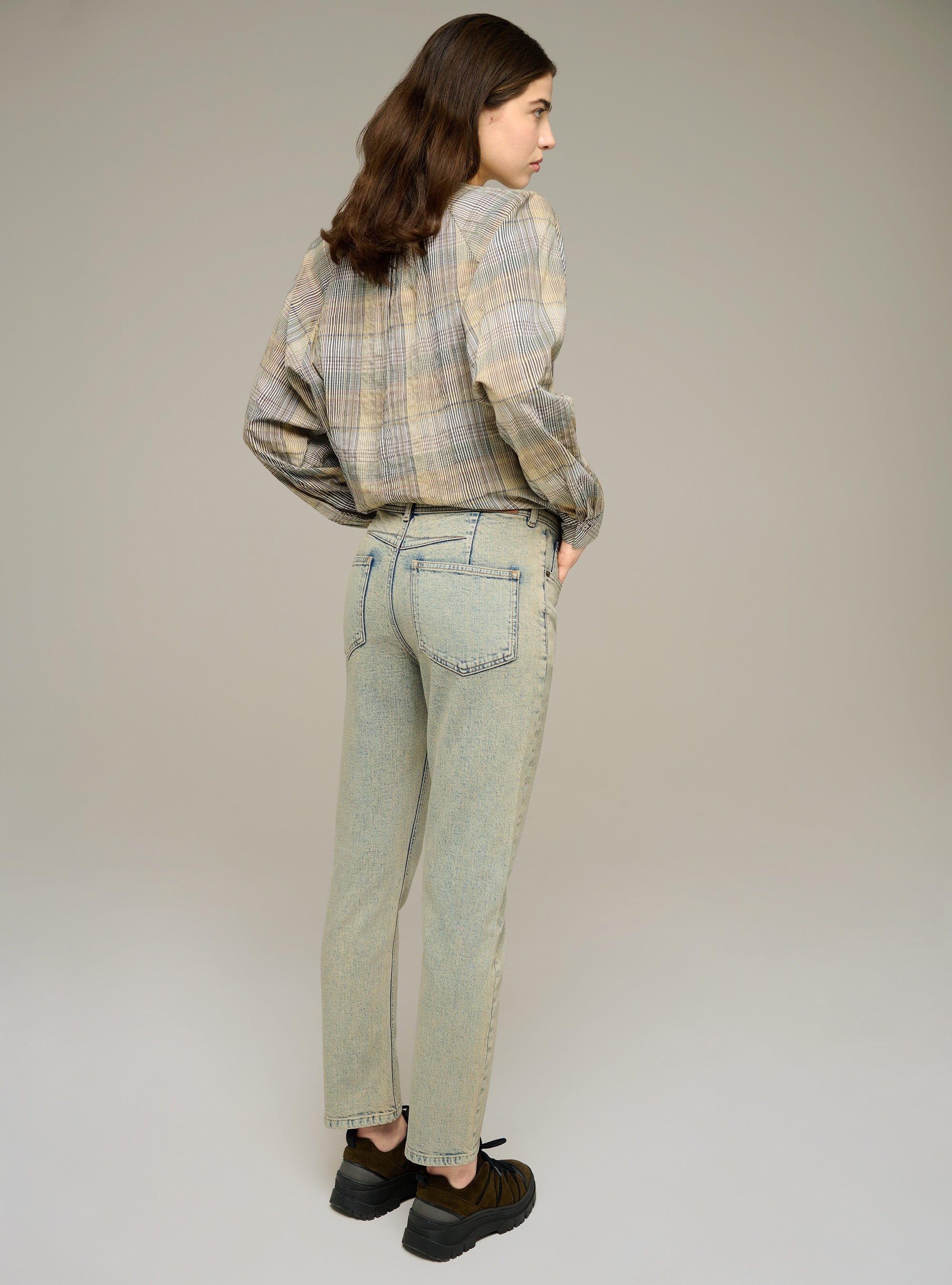 Cotton and lyocell straight leg jeans