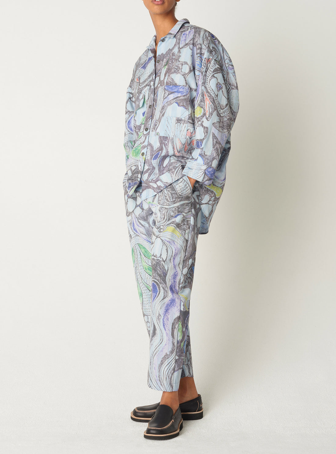 Oversized-Hemd mit Print und langen Ärmeln