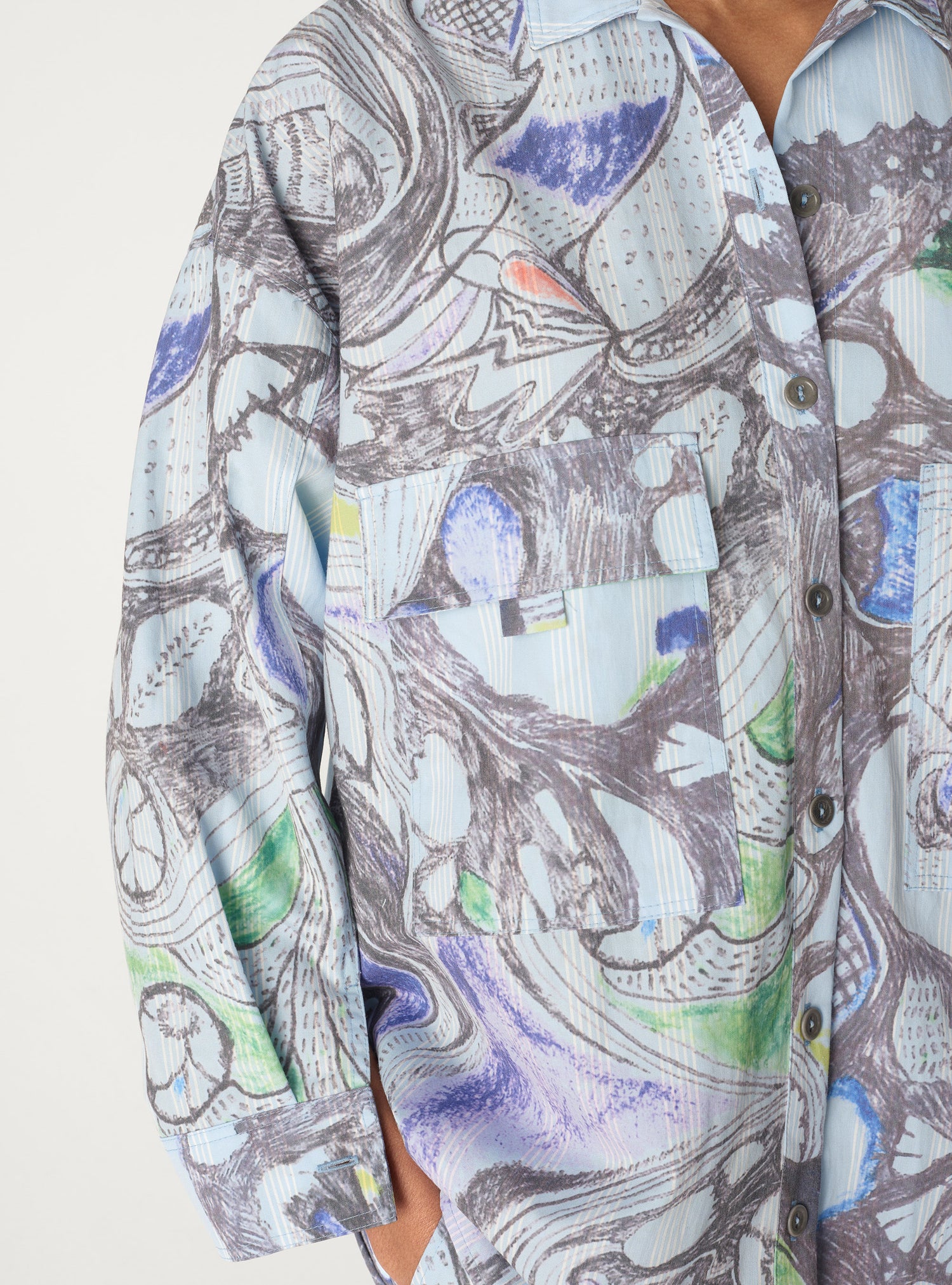 Chemise oversize imprimée à manches longues
