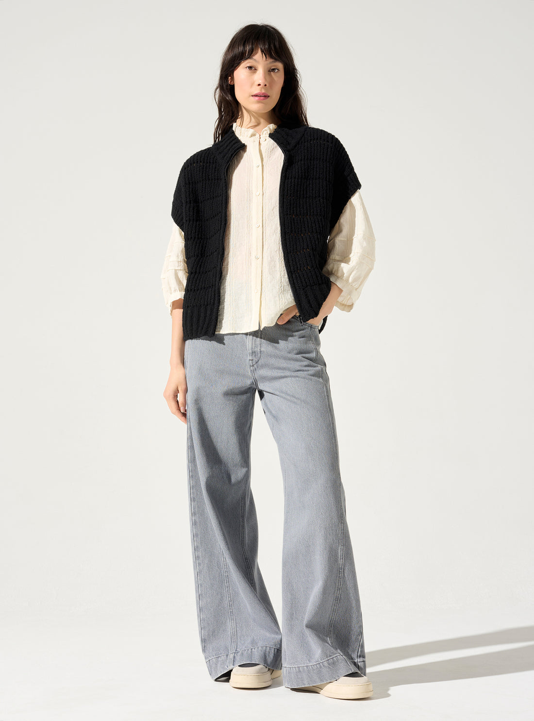 Ärmellose Strickjacke