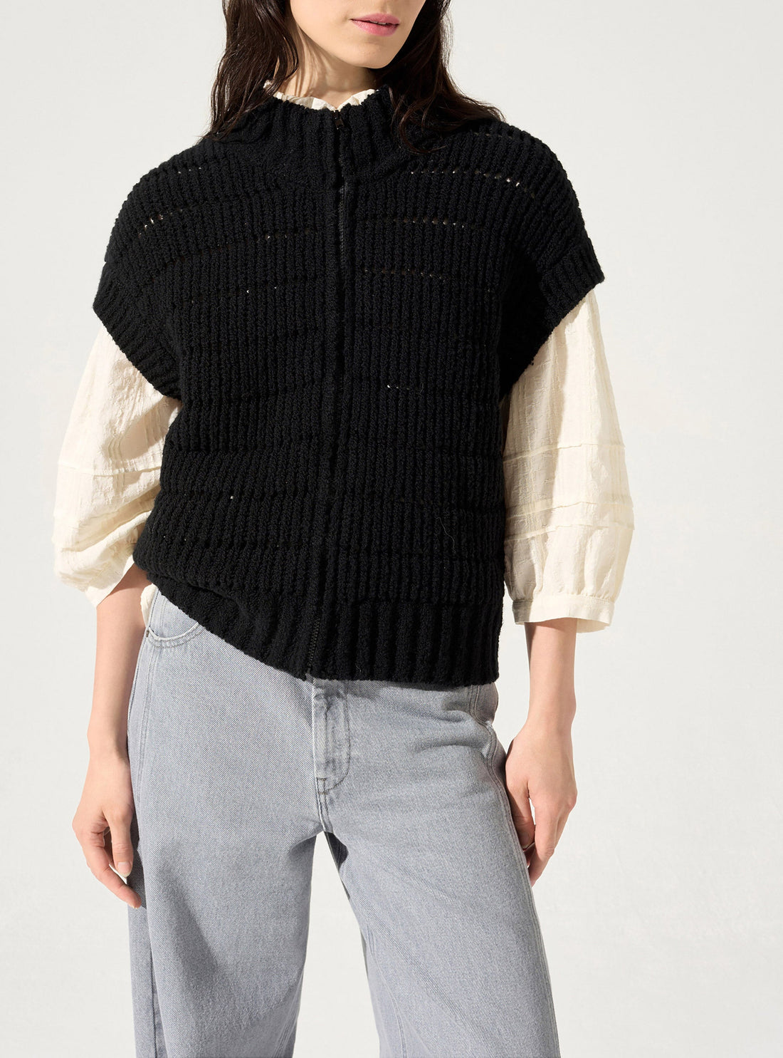 Ärmellose Strickjacke