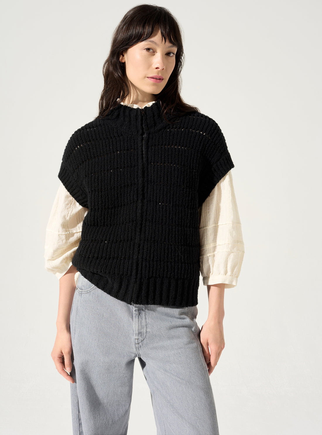 Ärmellose Strickjacke