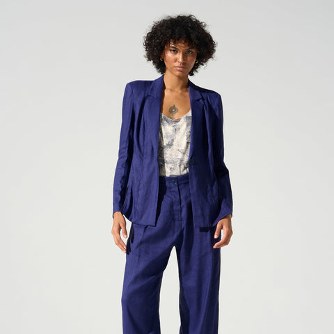 Wide-leg pants with English waistband