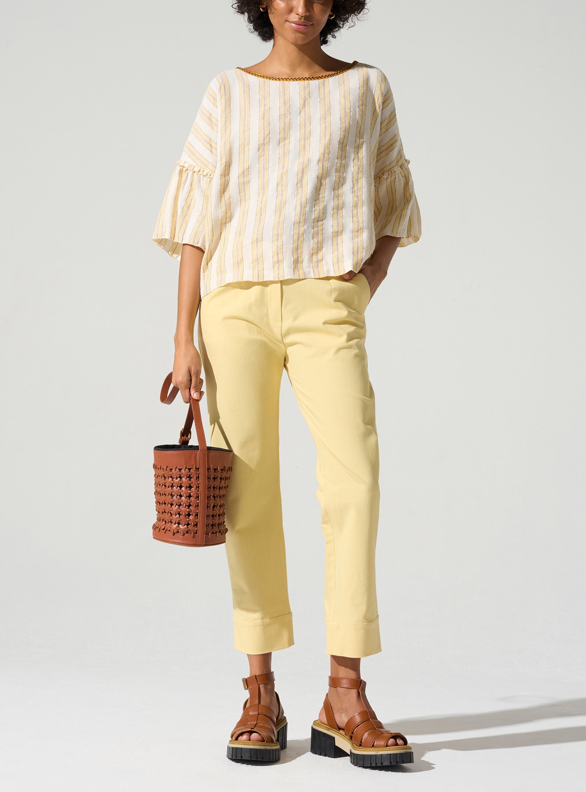 Pantalon Capri avec ceinture passant Cotélac 