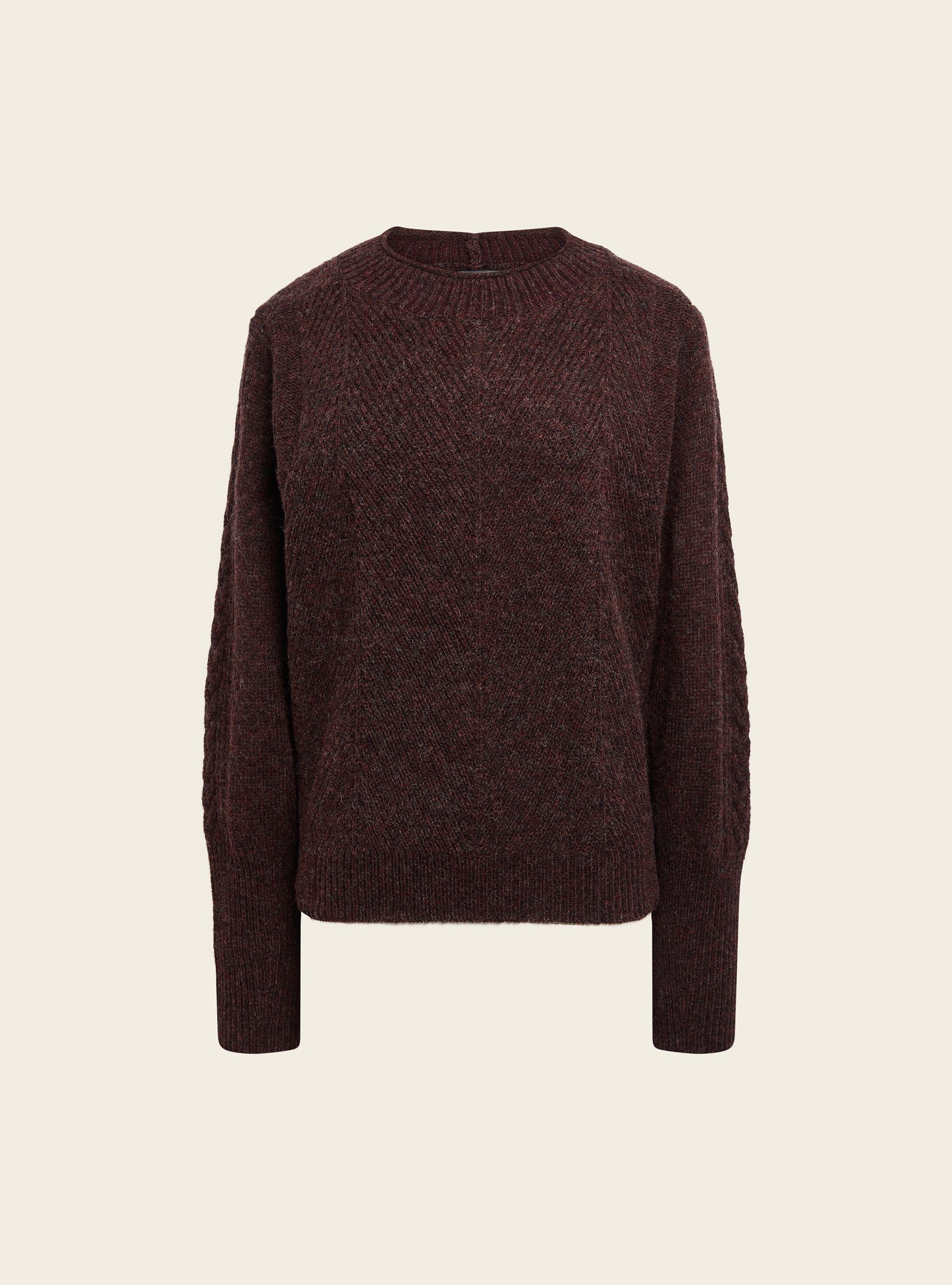 Pull en laine jacquard à manches travaillées – Volume droit Cotélac 