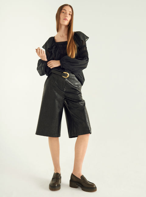 Pleated voile blouse