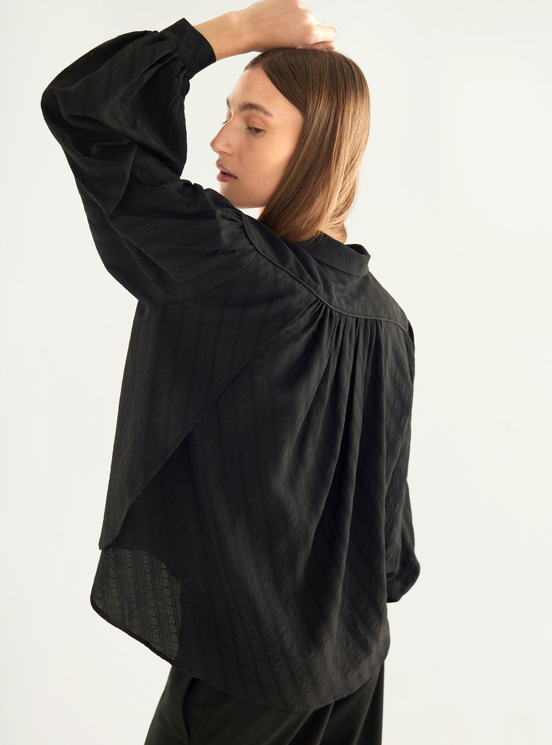 Blouse romantique en laine et soie