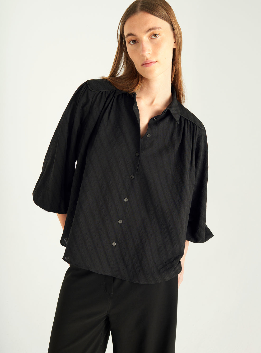 Blouse romantique en laine et soie
